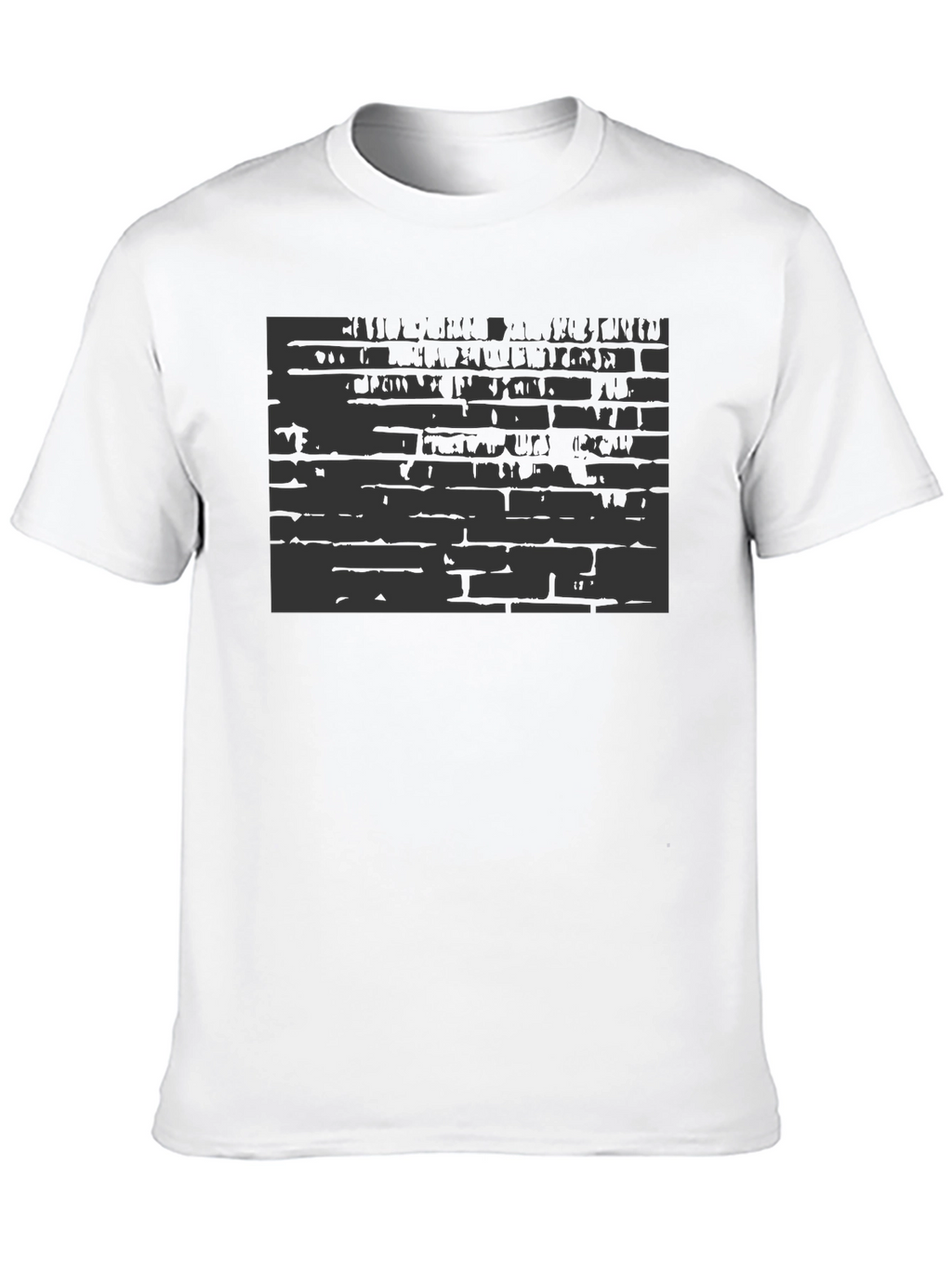 Abstract Brick Wall Print Black T-Shirt