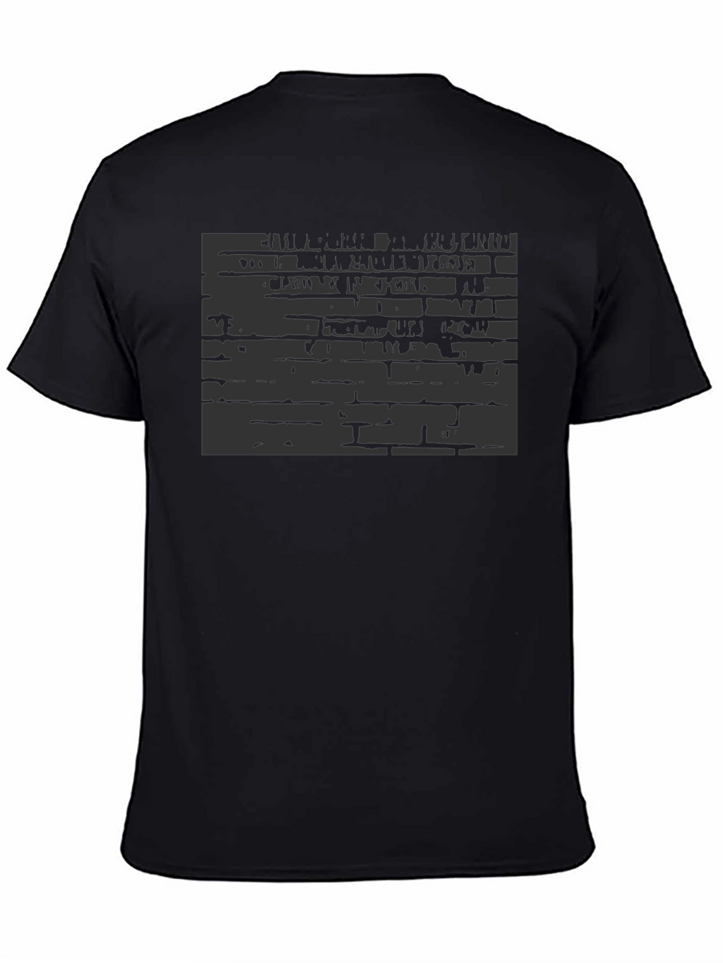 Abstract Brick Wall Print Black T-Shirt