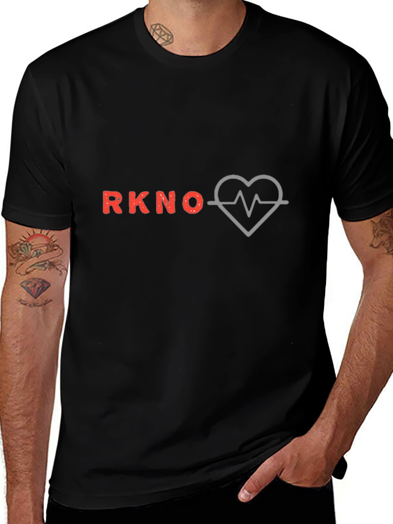 RKNO Heartbeat T-Shirt - Black Casual Tee