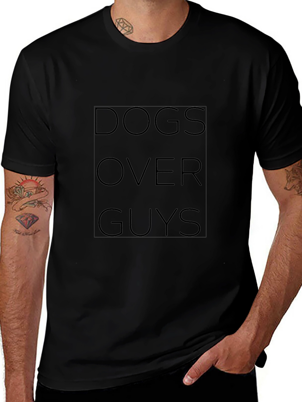 Dogs Over Guys Black T-Shirt