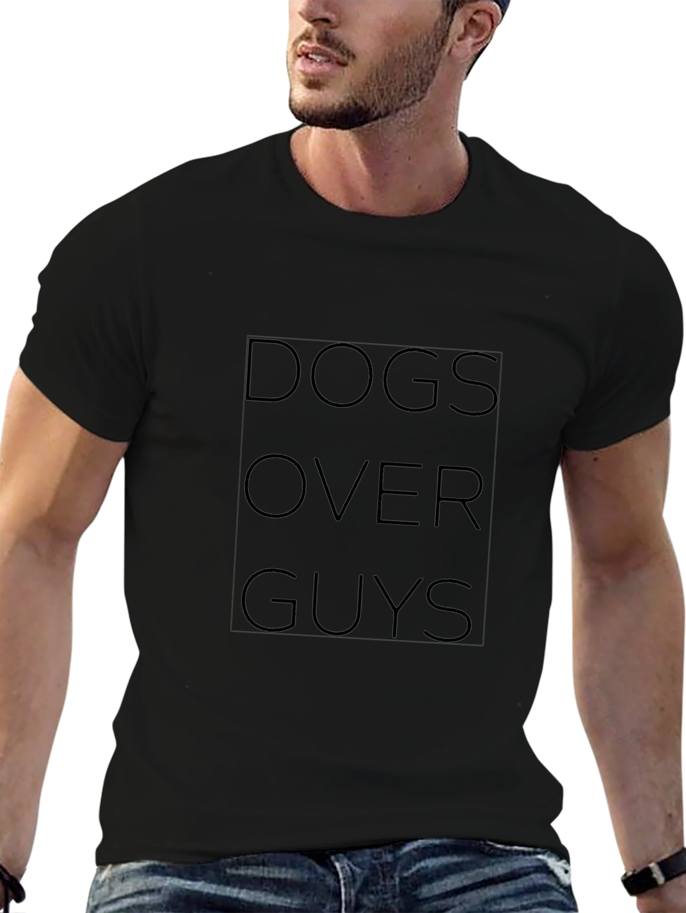 Dogs Over Guys Black T-Shirt
