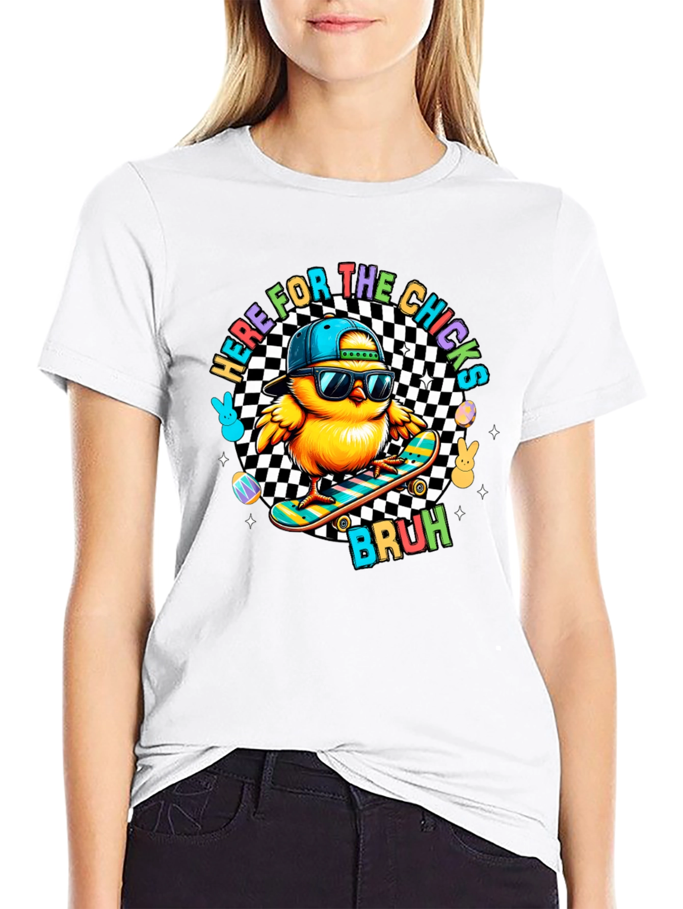 Here for the Chicks Skateboard T-Shirt
