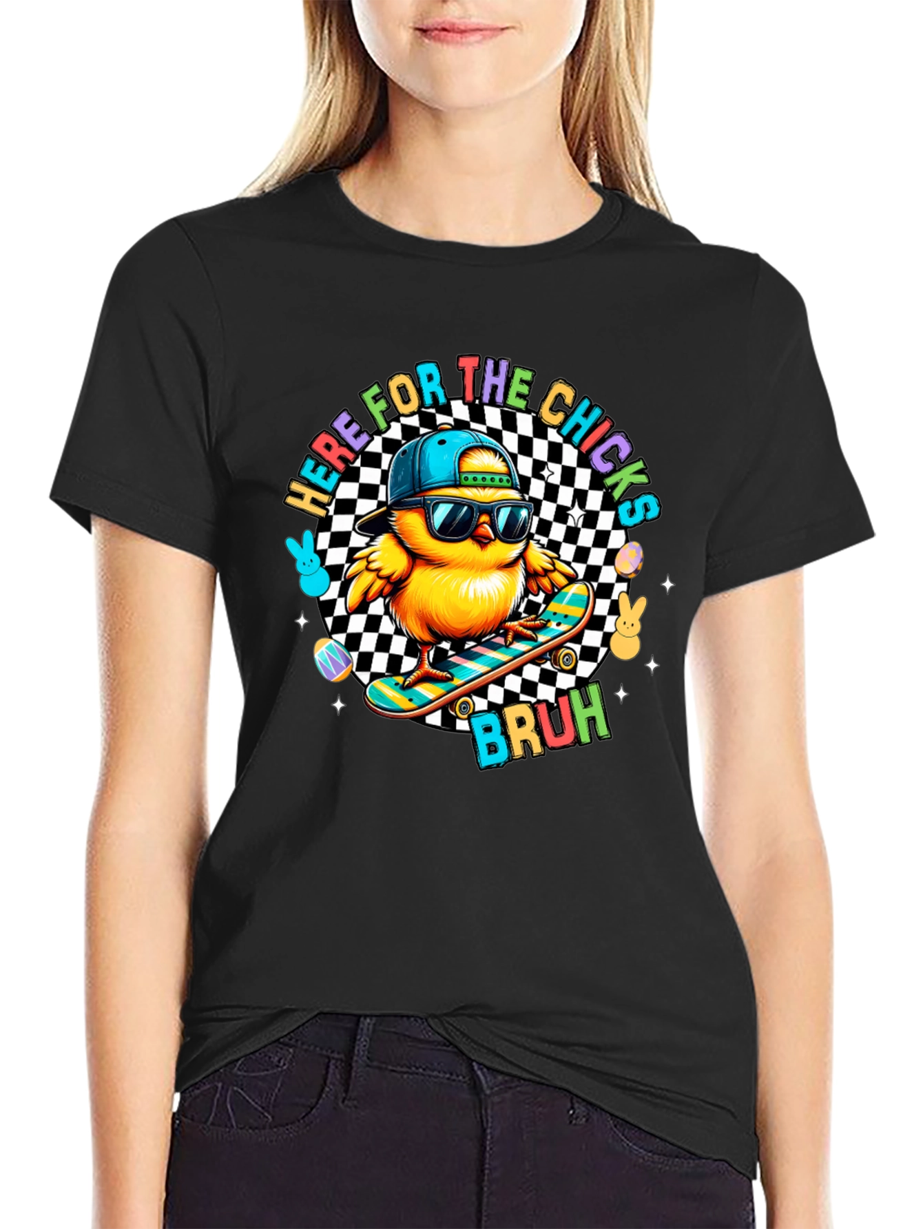 Here for the Chicks Skateboard T-Shirt