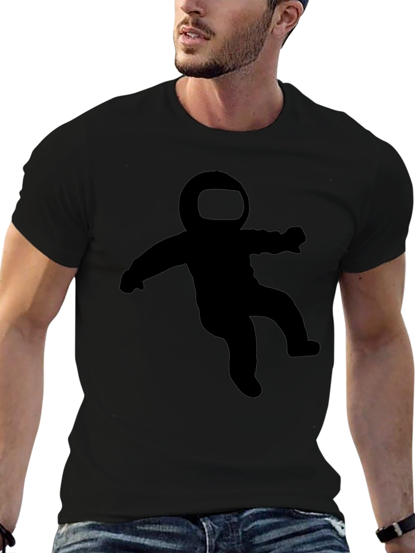 Astronaut Graphic Tee - Black Crew Neck T-Shirt