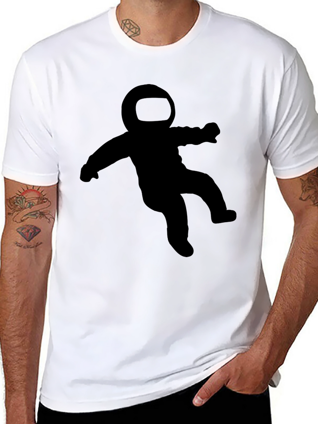 Astronaut Graphic Tee - Black Crew Neck T-Shirt