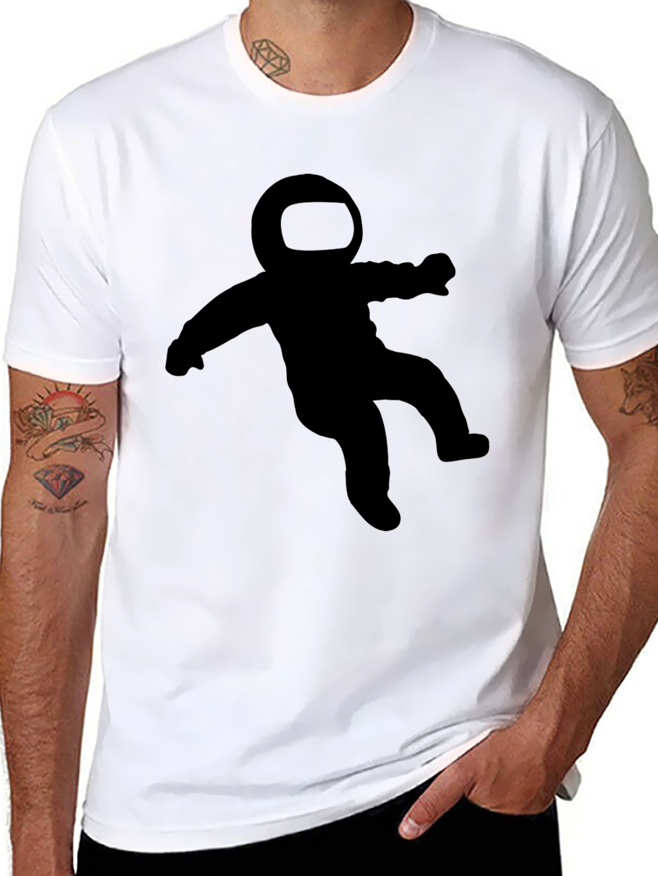 Astronaut Graphic Tee - Black Crew Neck T-Shirt