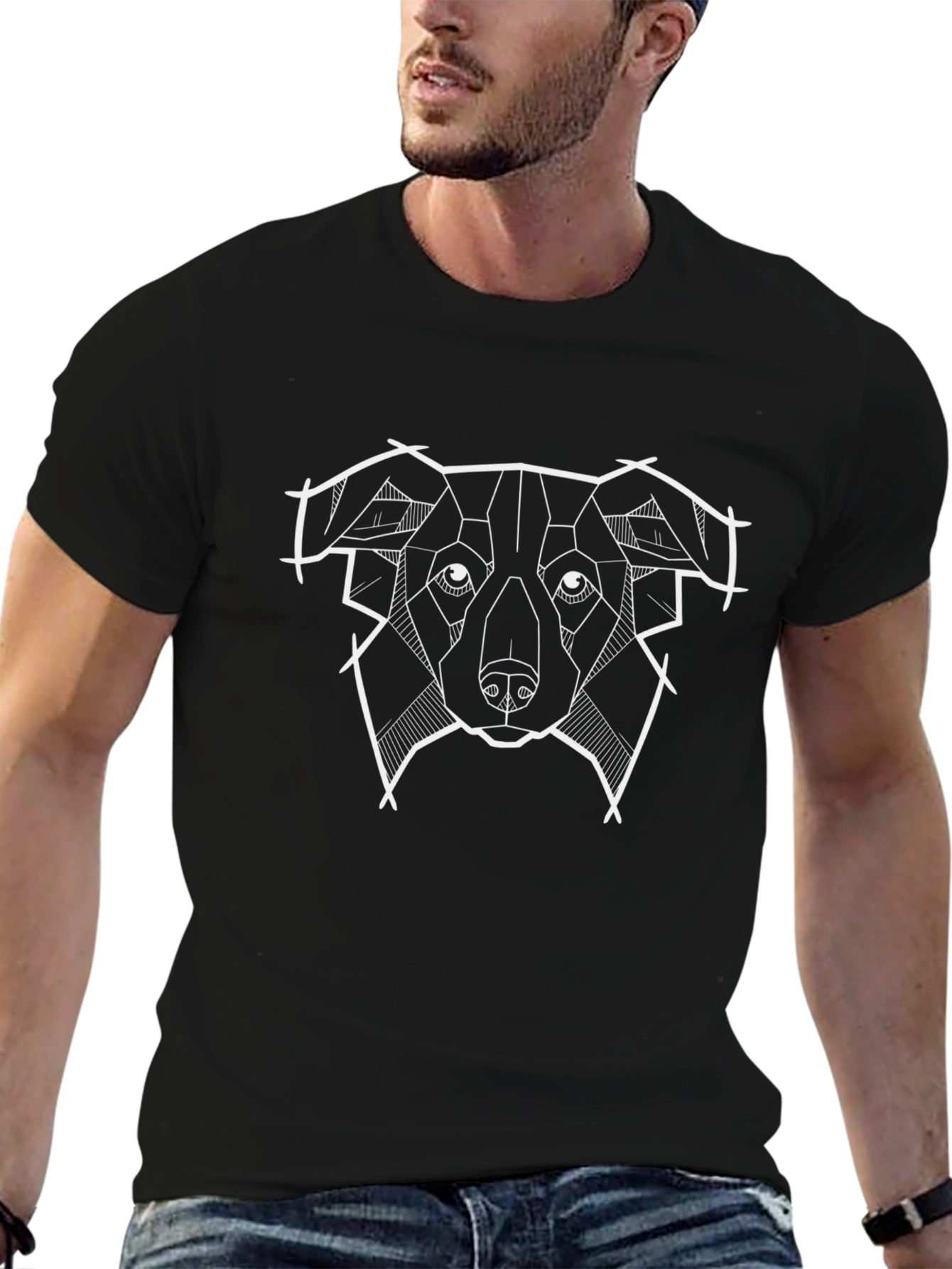 Geometric Dog Graphic T-Shirt - Modern Canine Tee