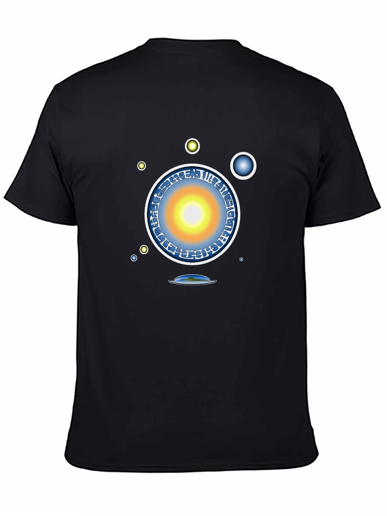 Abstract Solar System Graphic Tee - Black