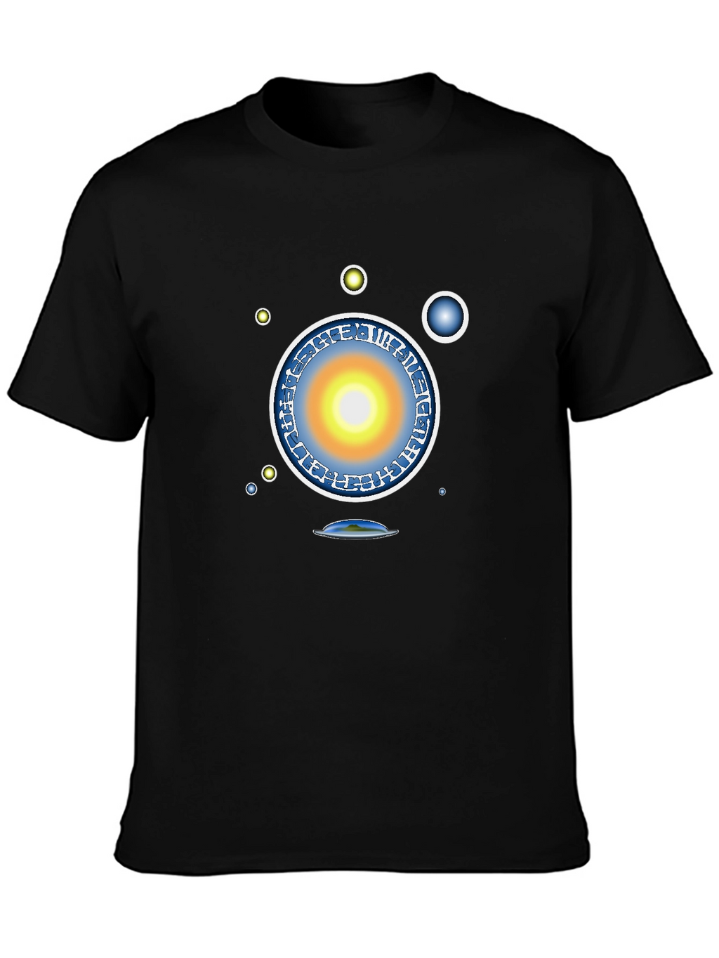 Abstract Solar System Graphic Tee - Black