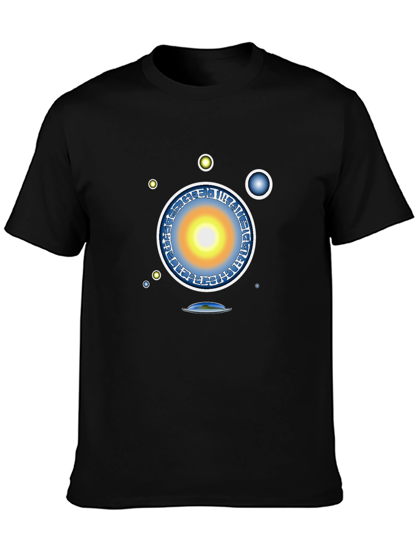 Abstract Solar System Graphic Tee - Black