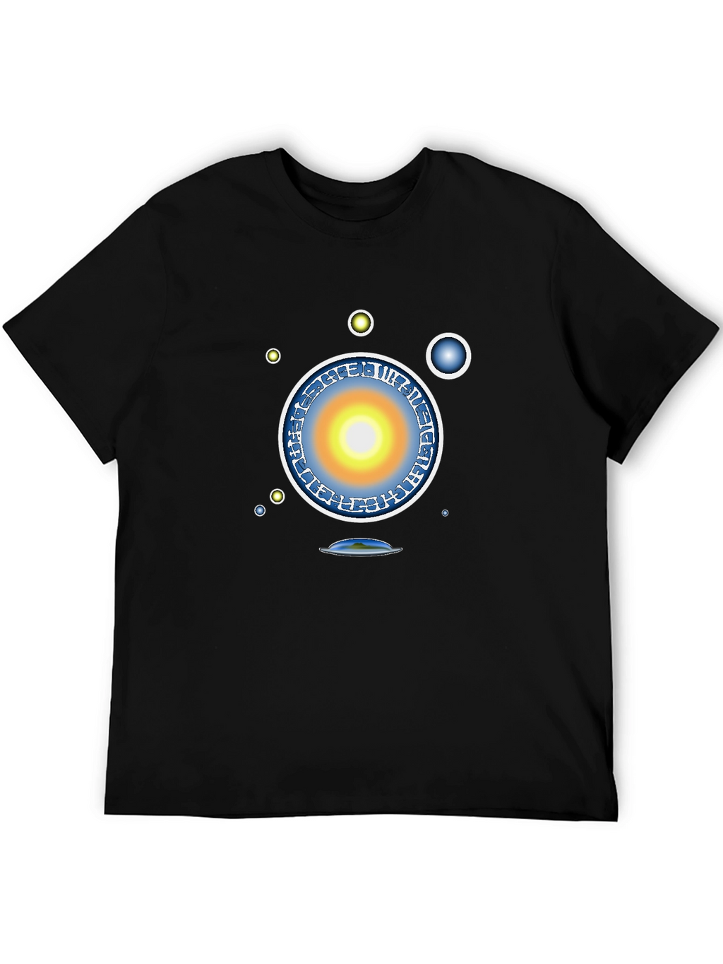 Abstract Solar System Graphic Tee - Black