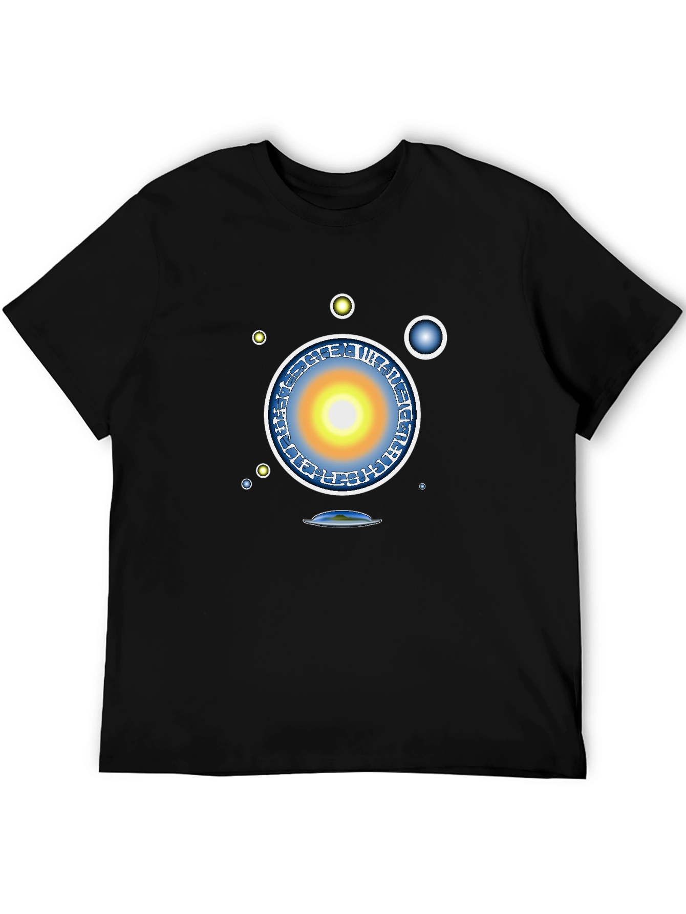 Abstract Solar System Graphic Tee - Black