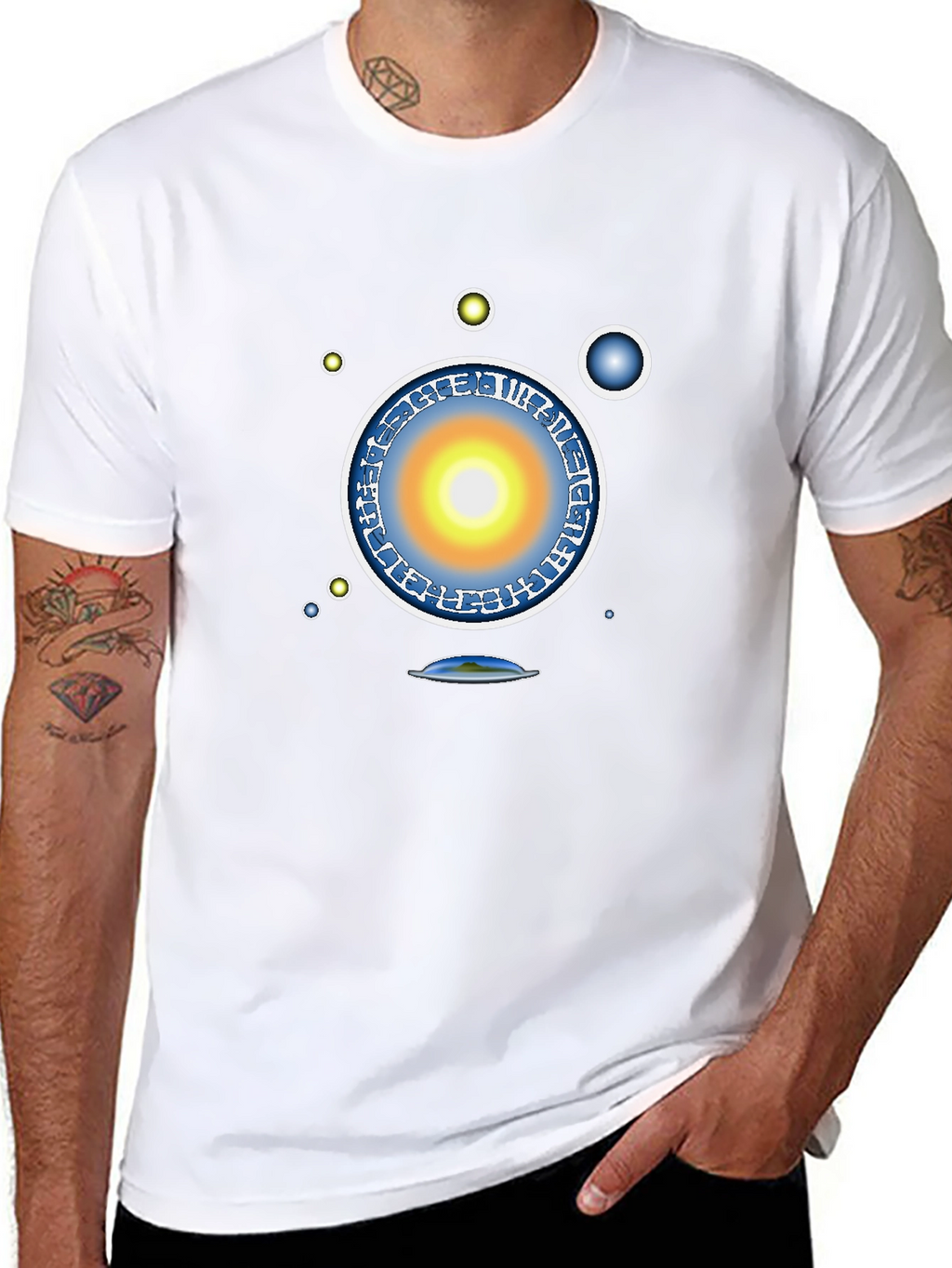 Abstract Solar System Graphic Tee - Black