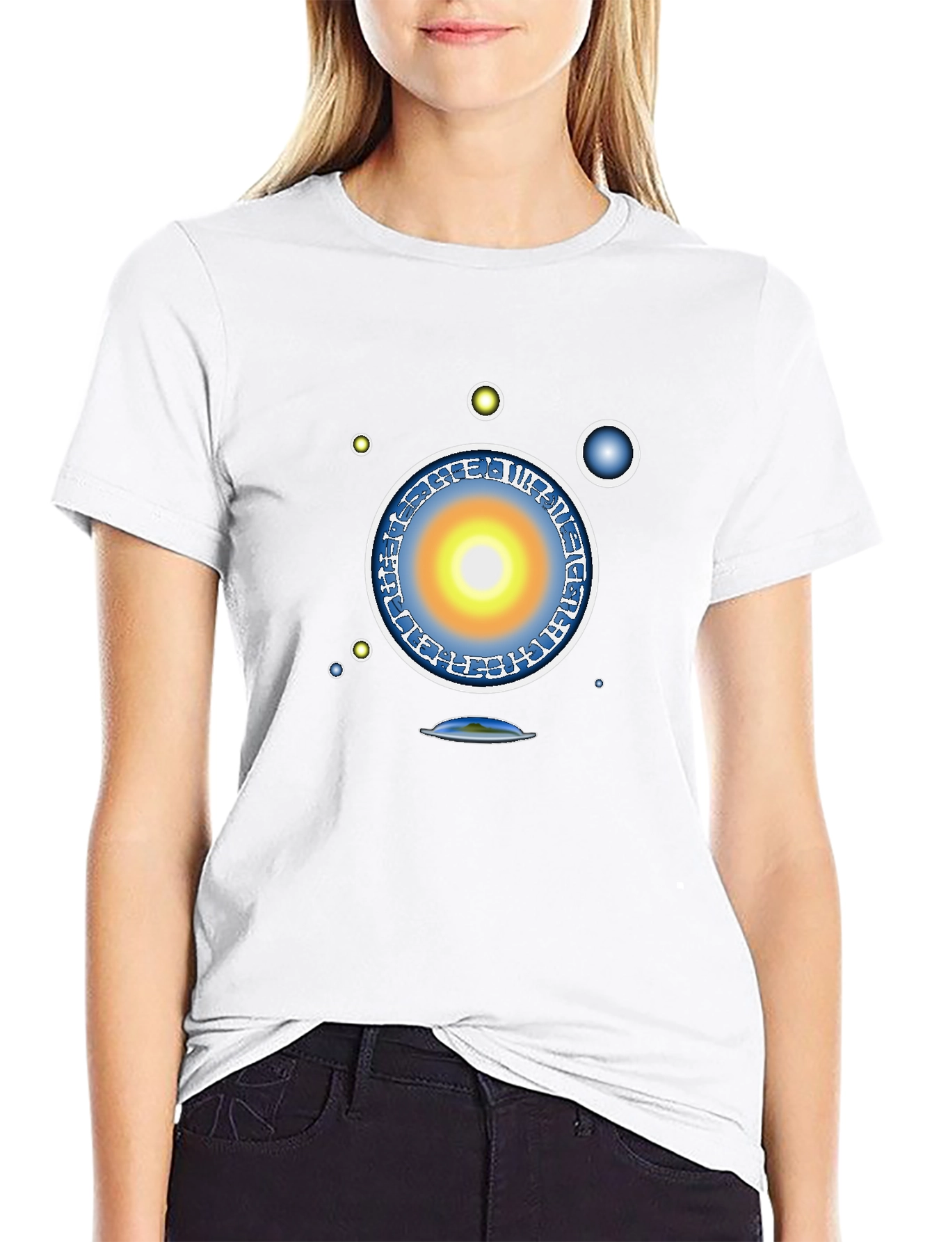 Abstract Solar System Graphic Tee - Black