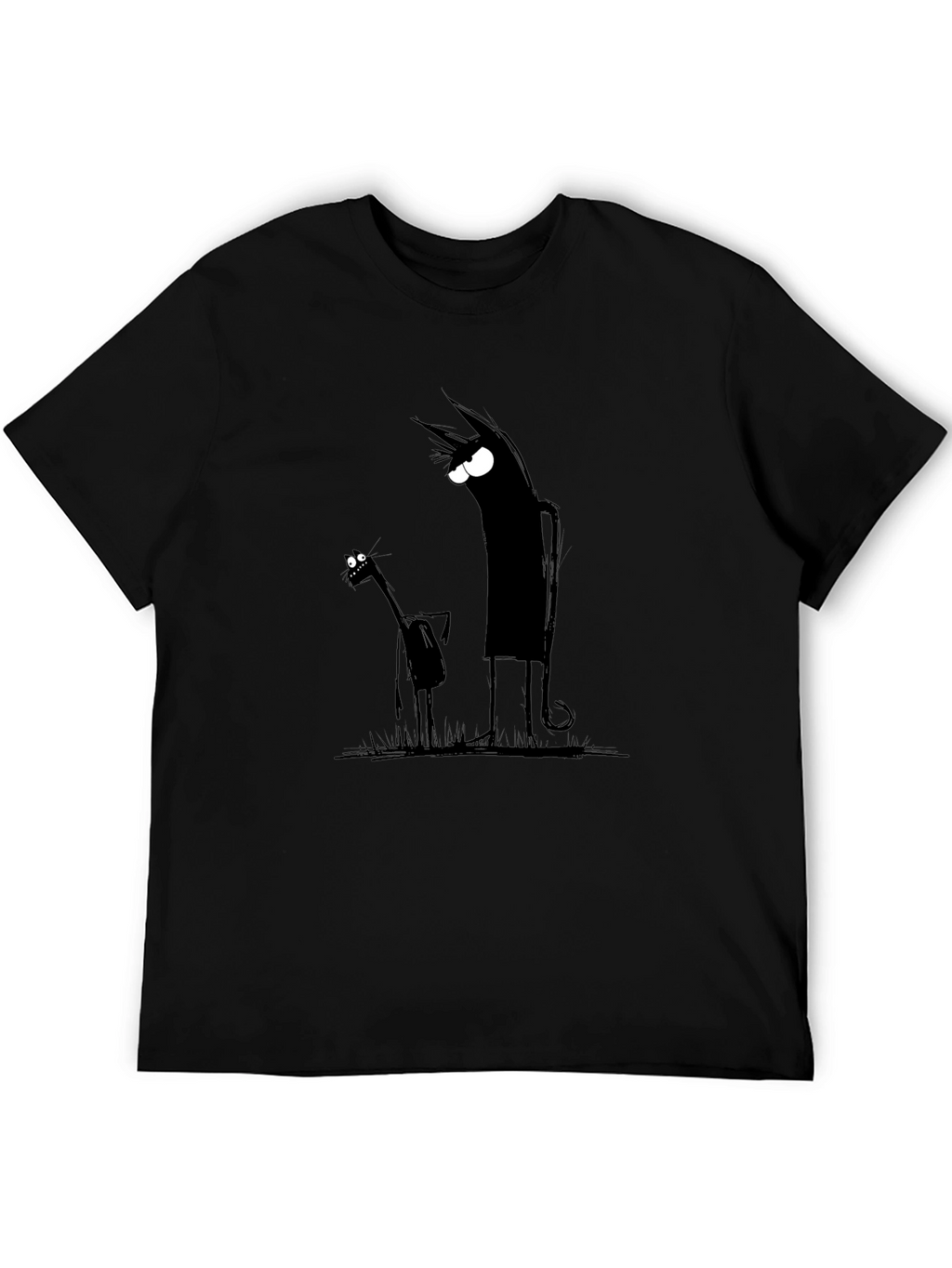 Mens Black Cartoon Graphic Tee