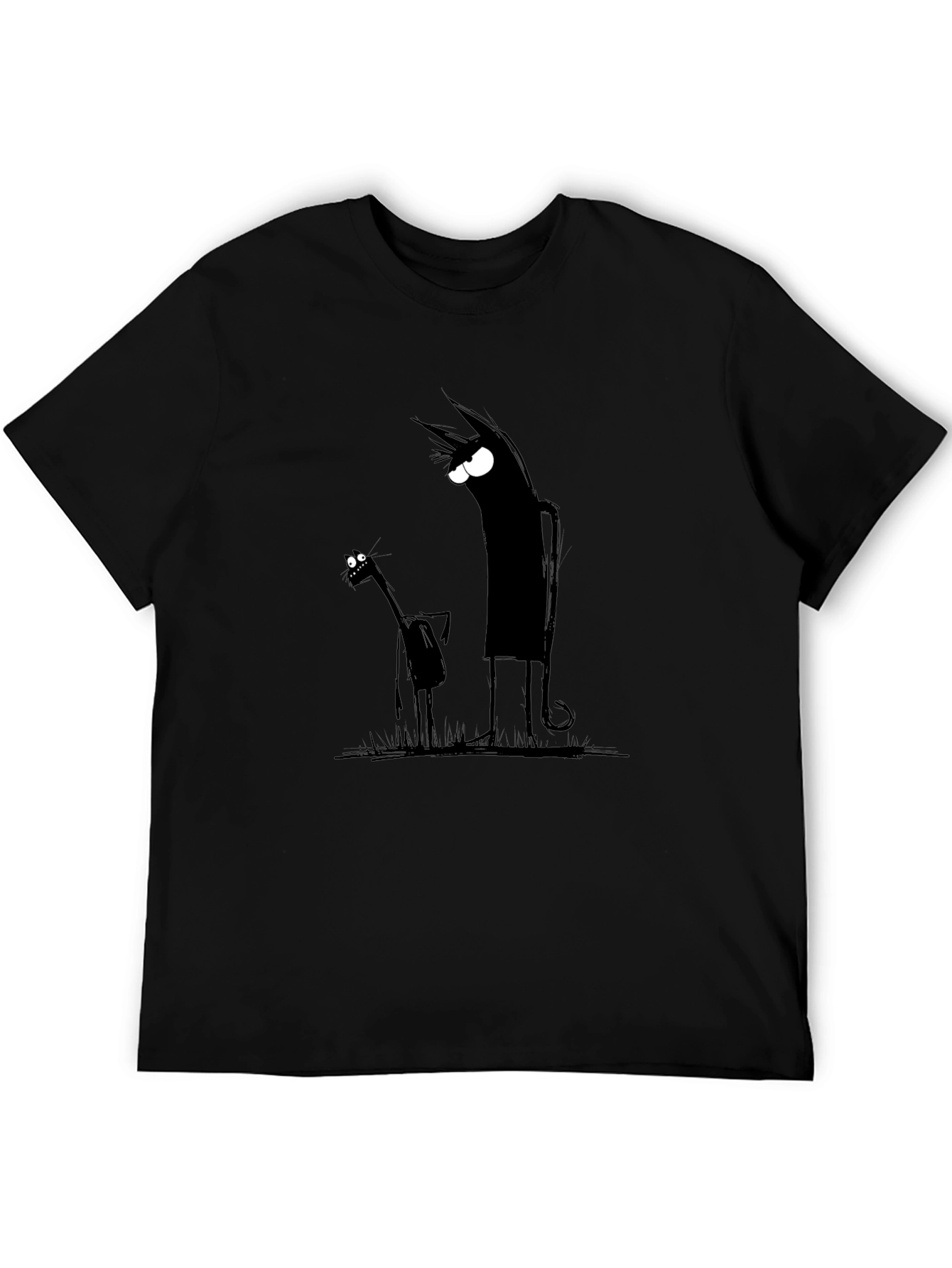 Mens Black Cartoon Graphic Tee