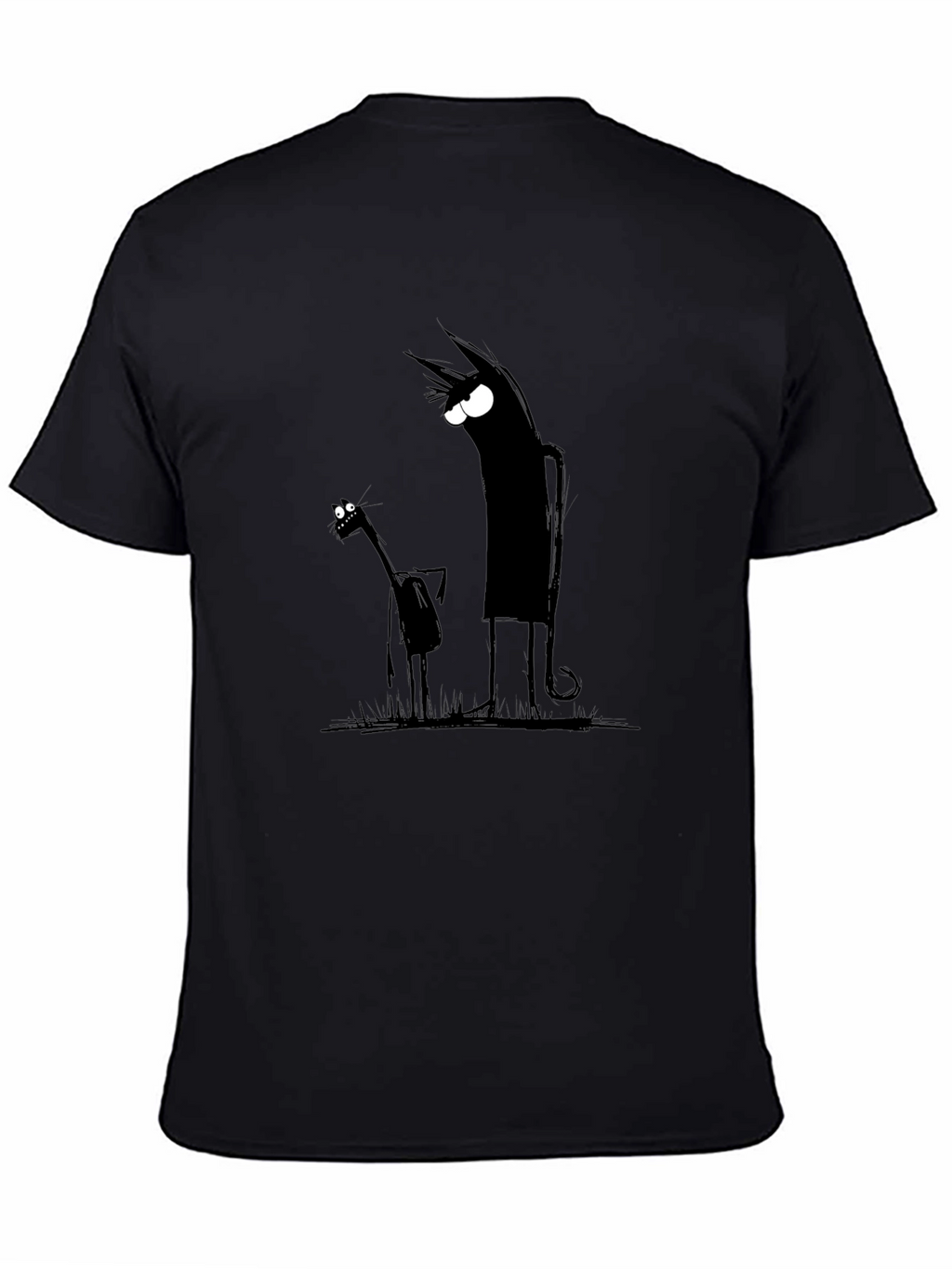 Mens Black Cartoon Graphic Tee