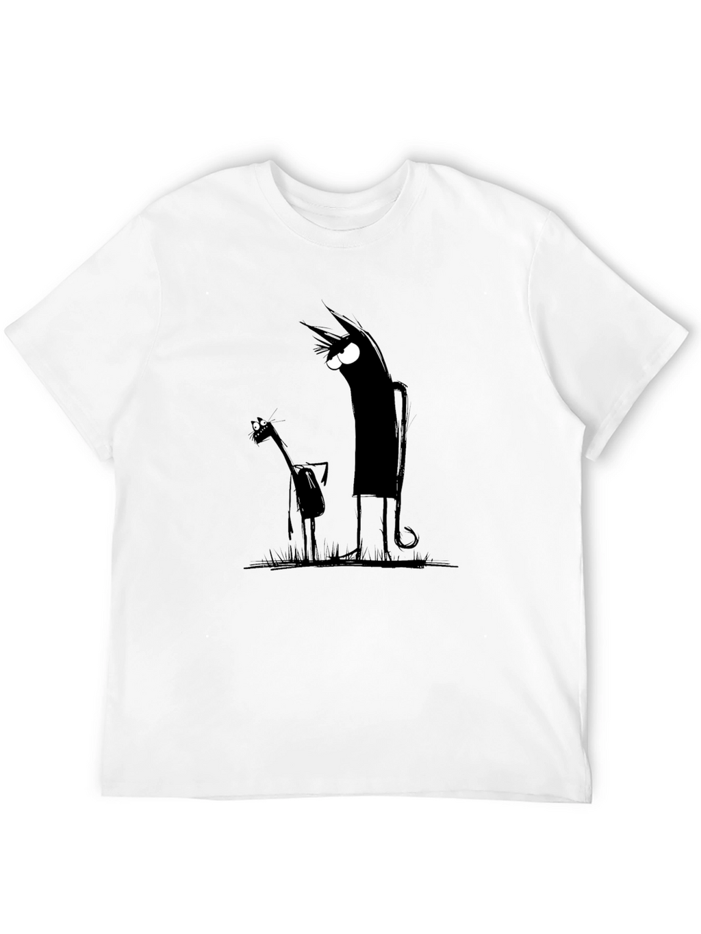 Mens Black Cartoon Graphic Tee