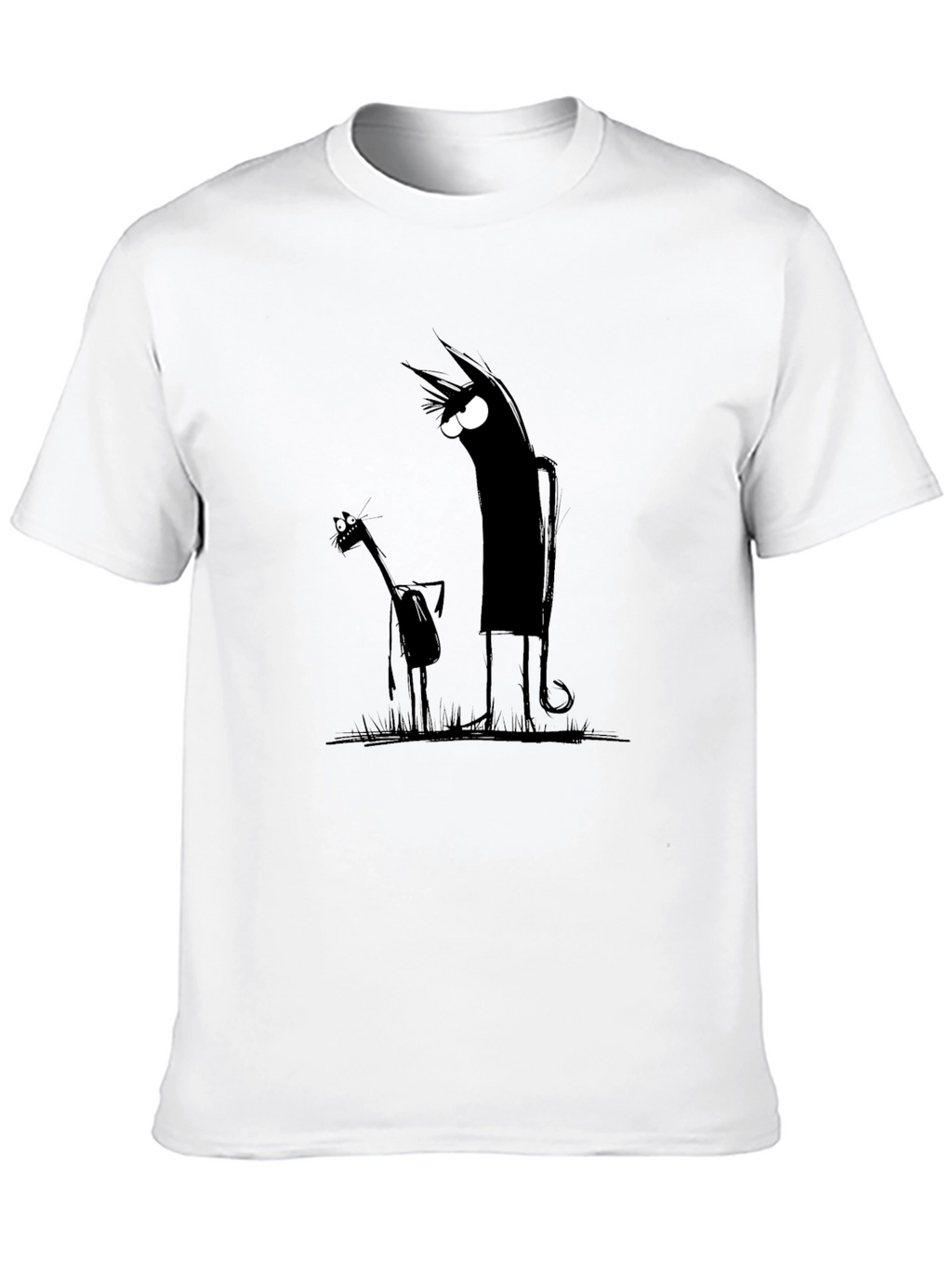 Mens Black Cartoon Graphic Tee