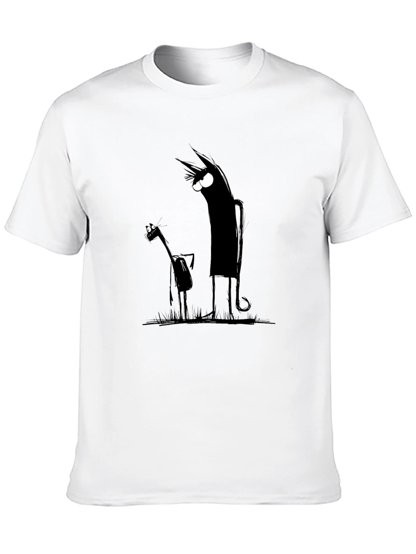 Mens Black Cartoon Graphic Tee