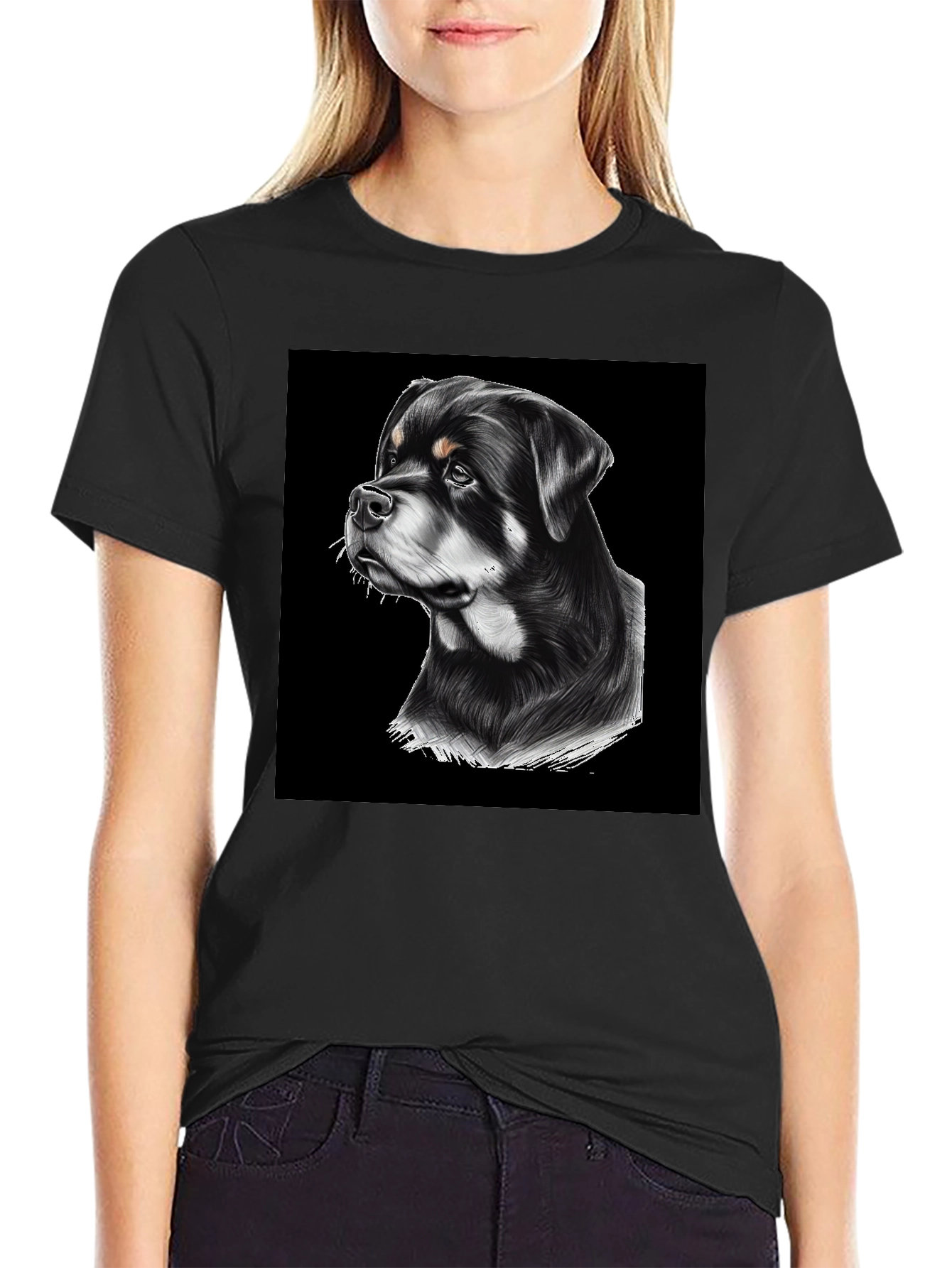 Rottweiler Graphic T-Shirt - Black Cotton Tee