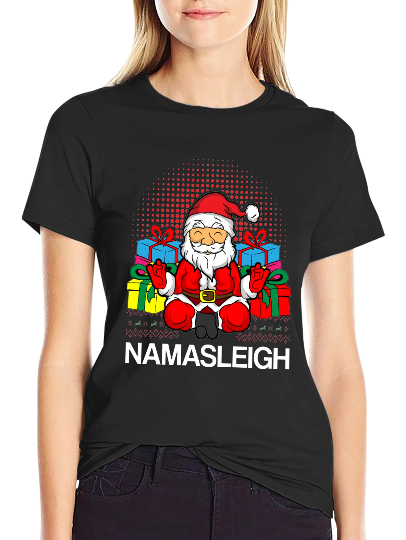 Namasleigh Santa Graphic T-Shirt