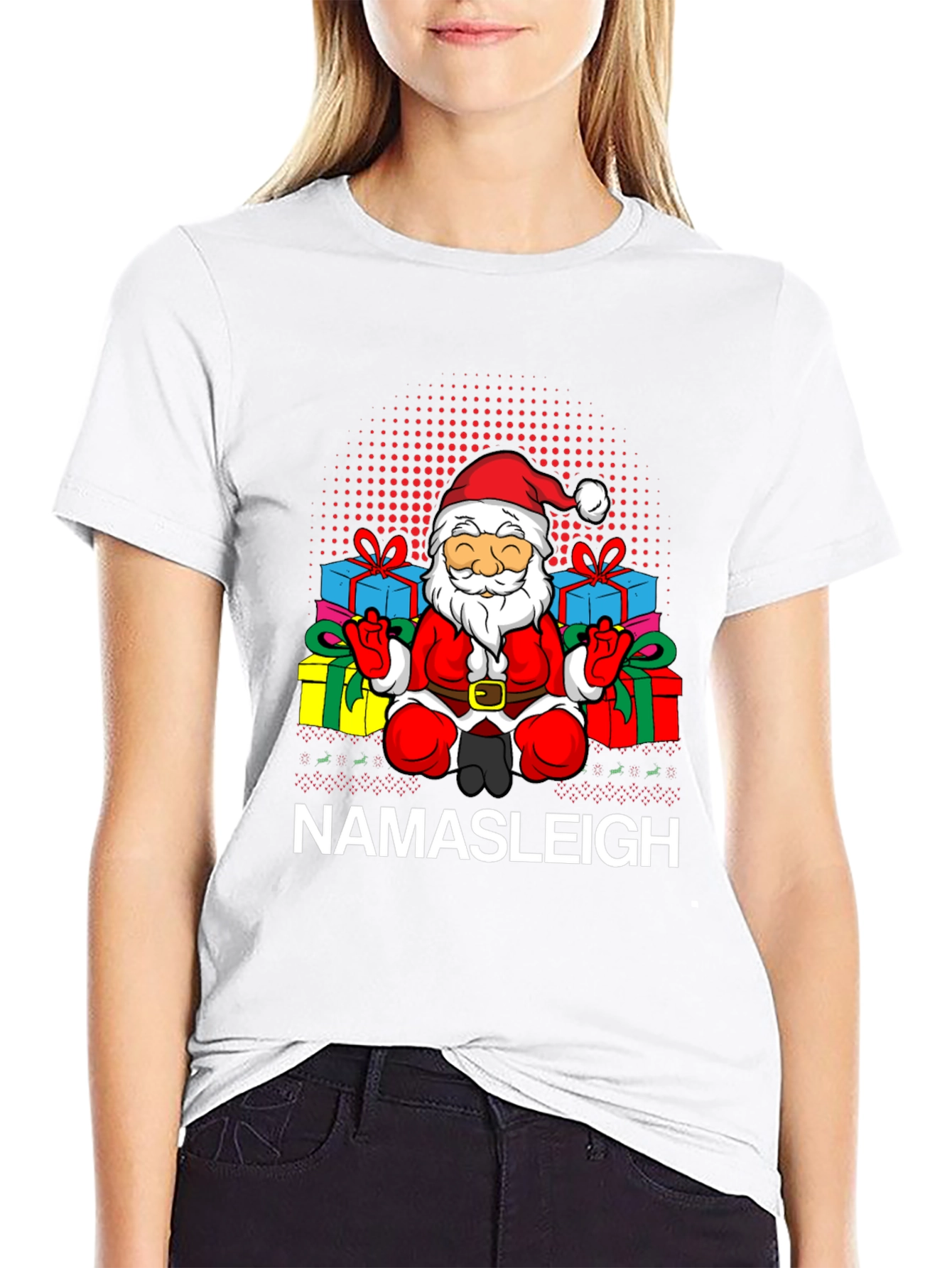 Namasleigh Santa Graphic T-Shirt