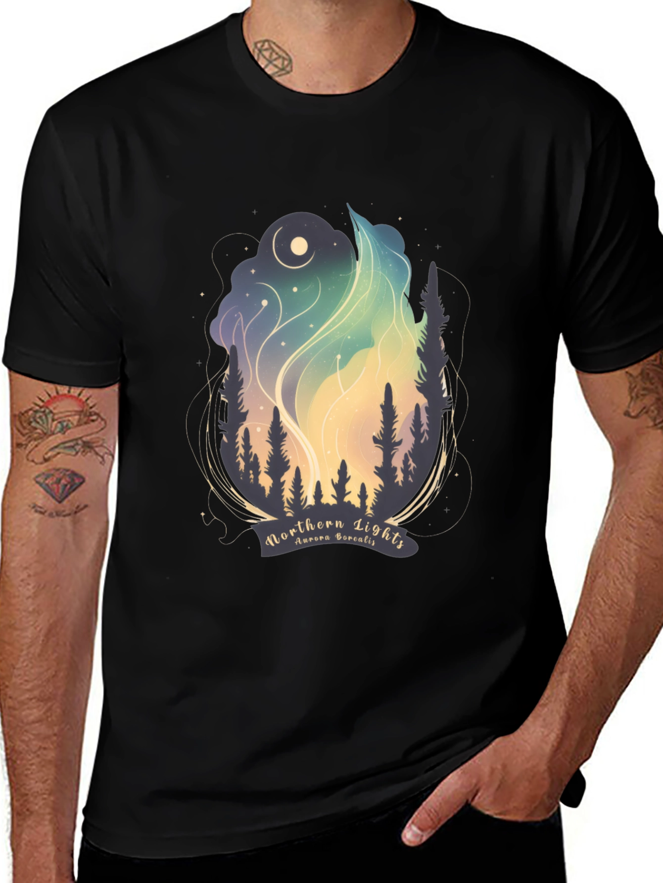 Northern Lights Graphic Tee - Aurora Borealis T-Shirt