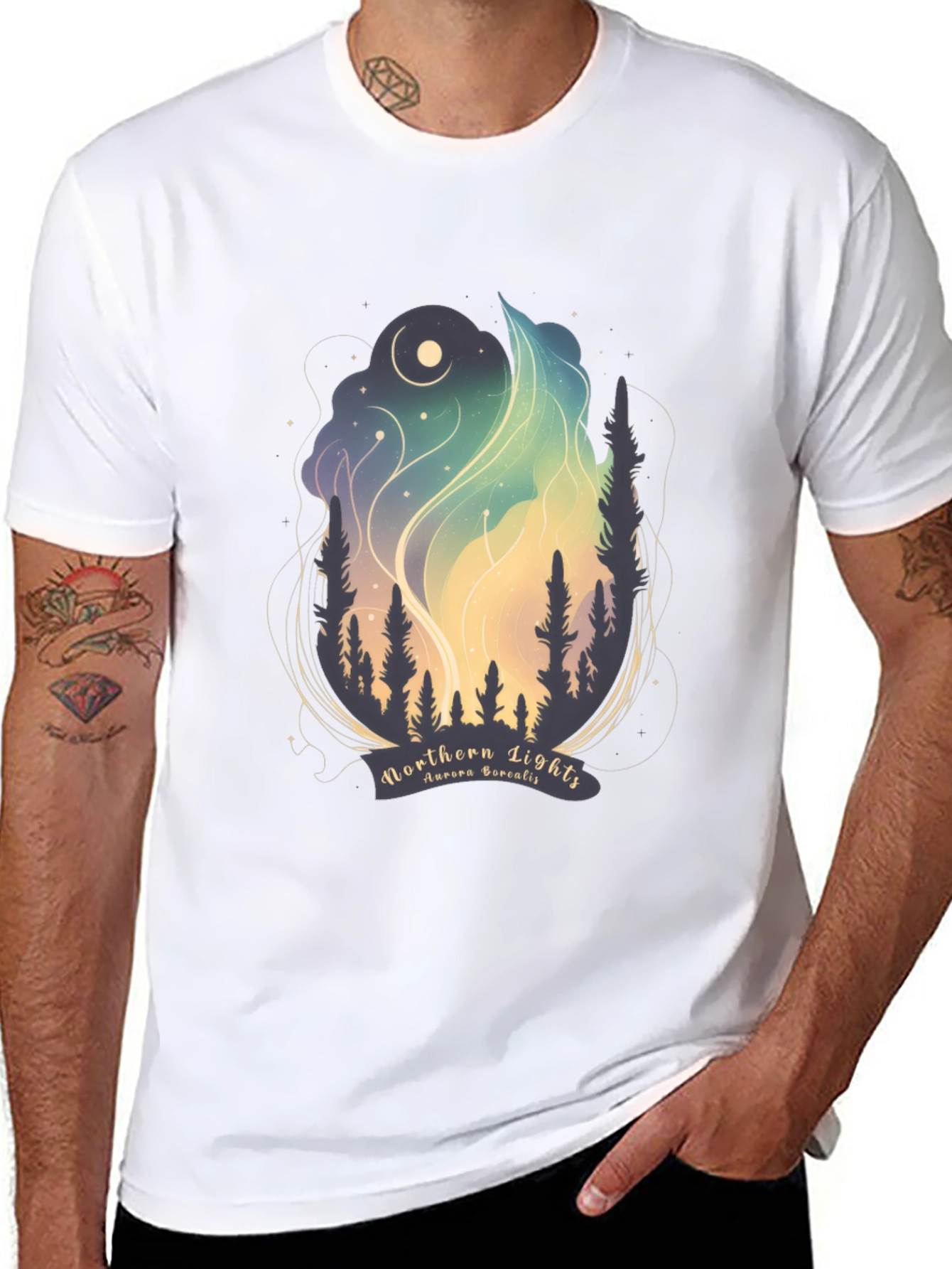 Northern Lights Graphic Tee - Aurora Borealis T-Shirt