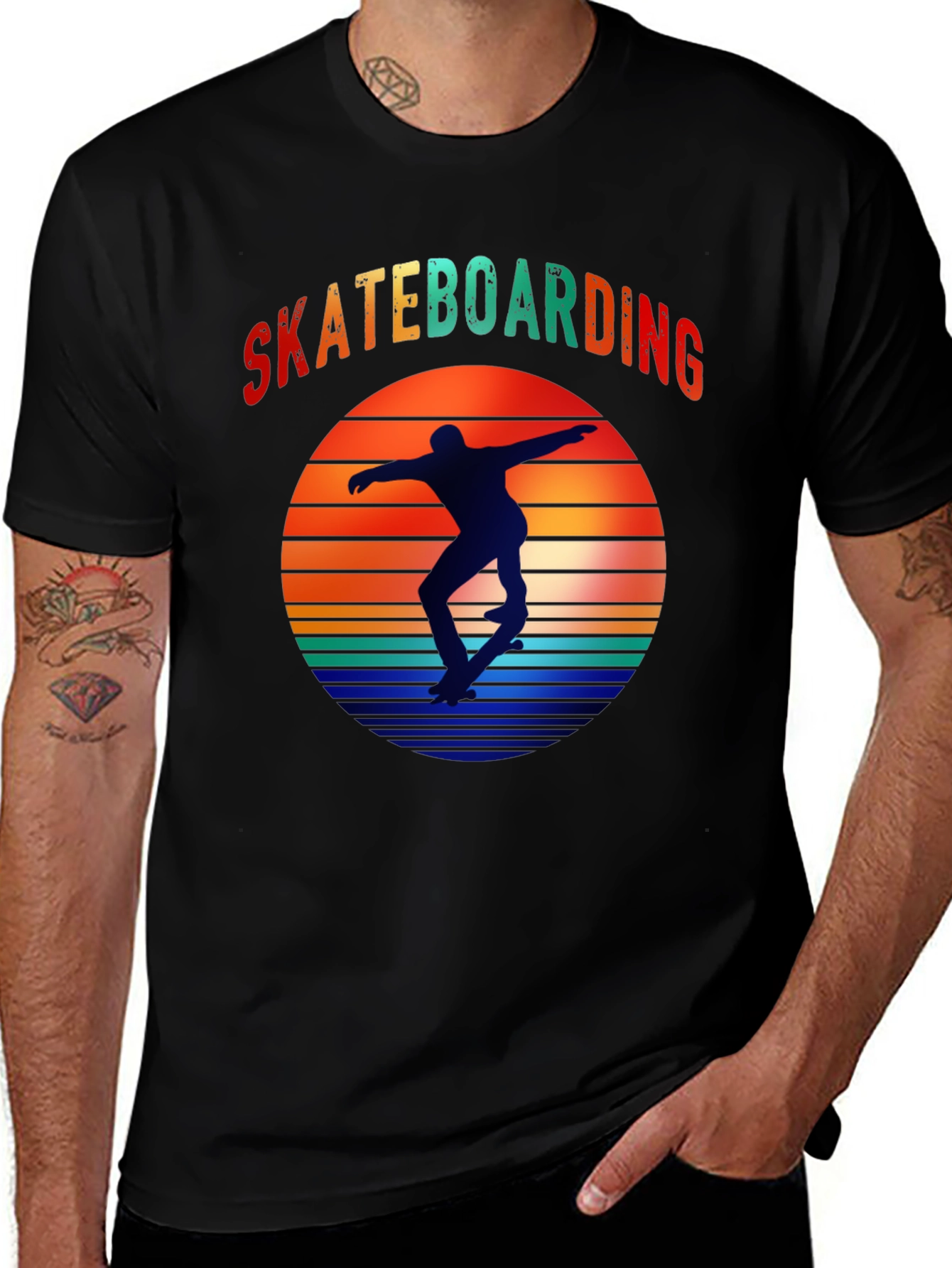 Skateboarding Sunset Graphic Tee - Retro Style