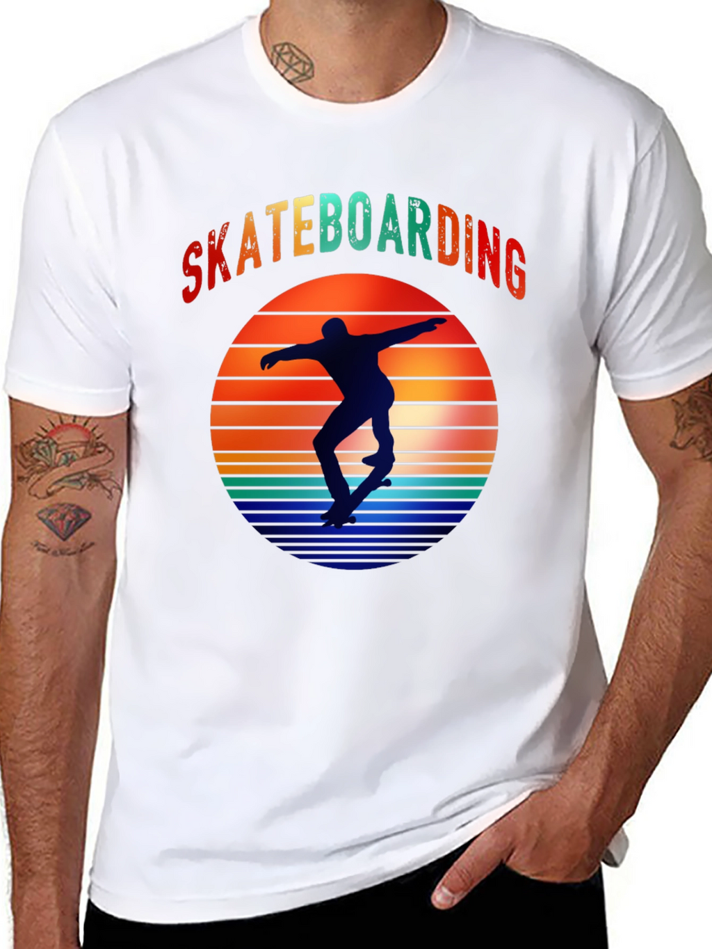 Skateboarding Sunset Graphic Tee - Retro Style