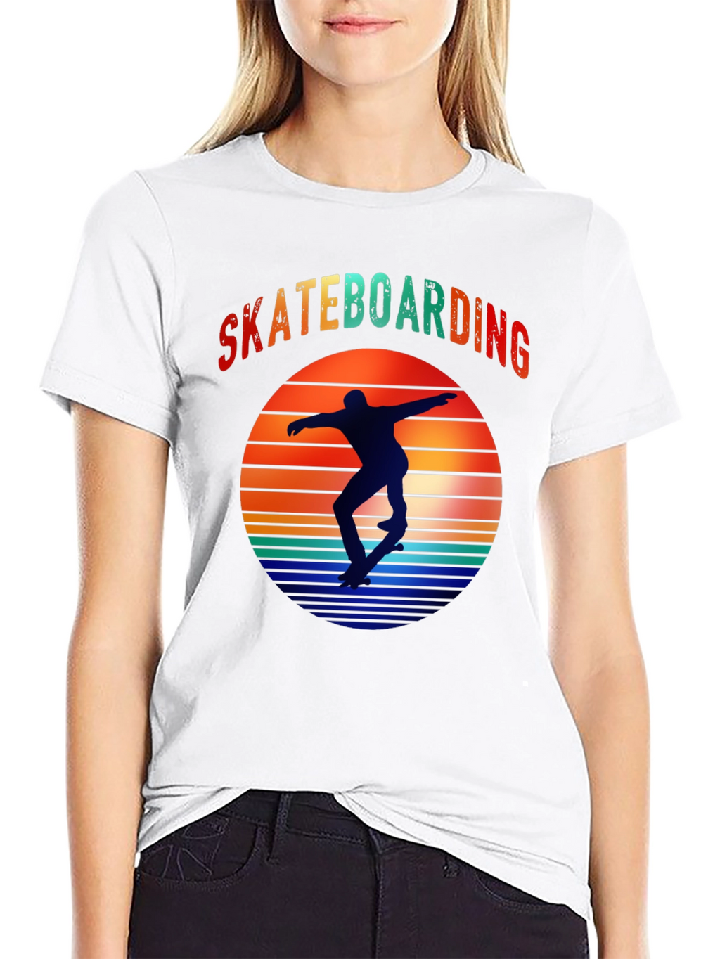 Skateboarding Sunset Graphic Tee - Retro Style