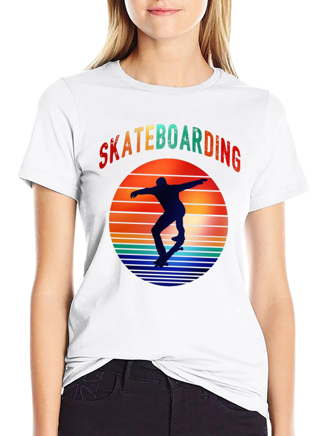 Skateboarding Sunset Graphic Tee - Retro Style
