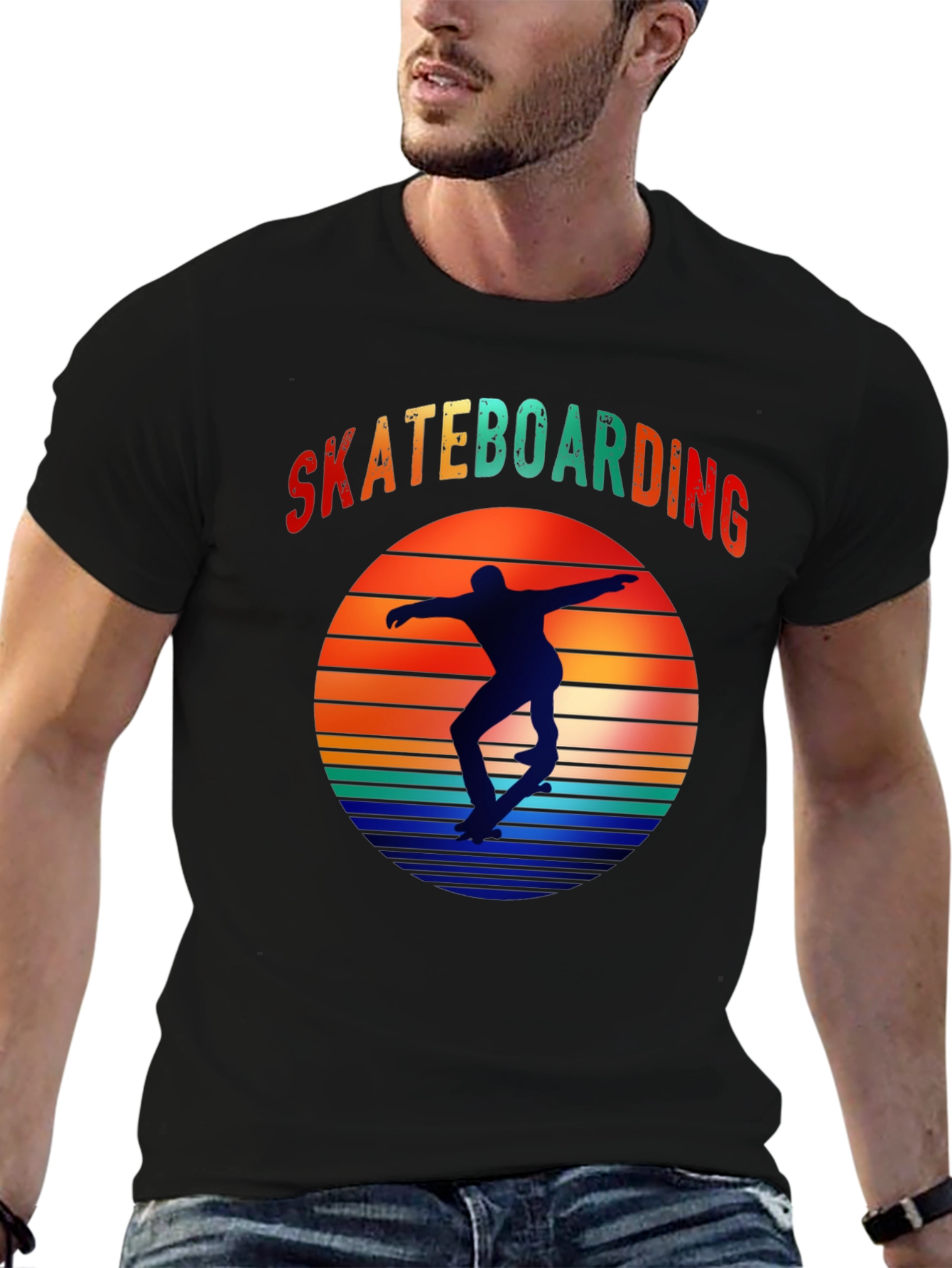Skateboarding Sunset Graphic Tee - Retro Style