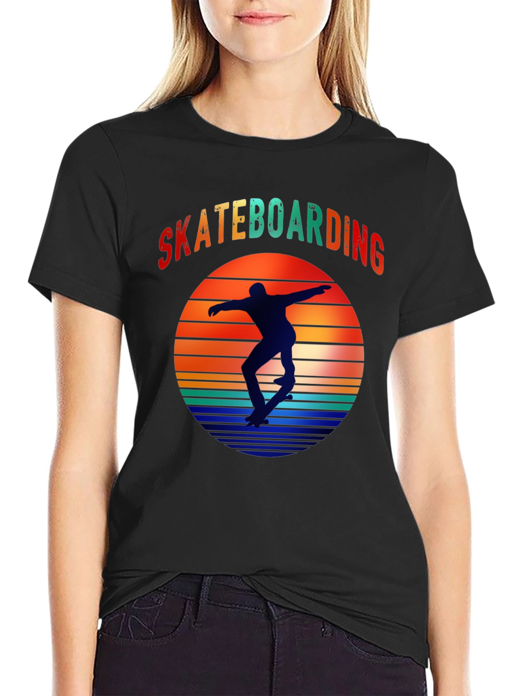 Skateboarding Sunset Graphic Tee - Retro Style
