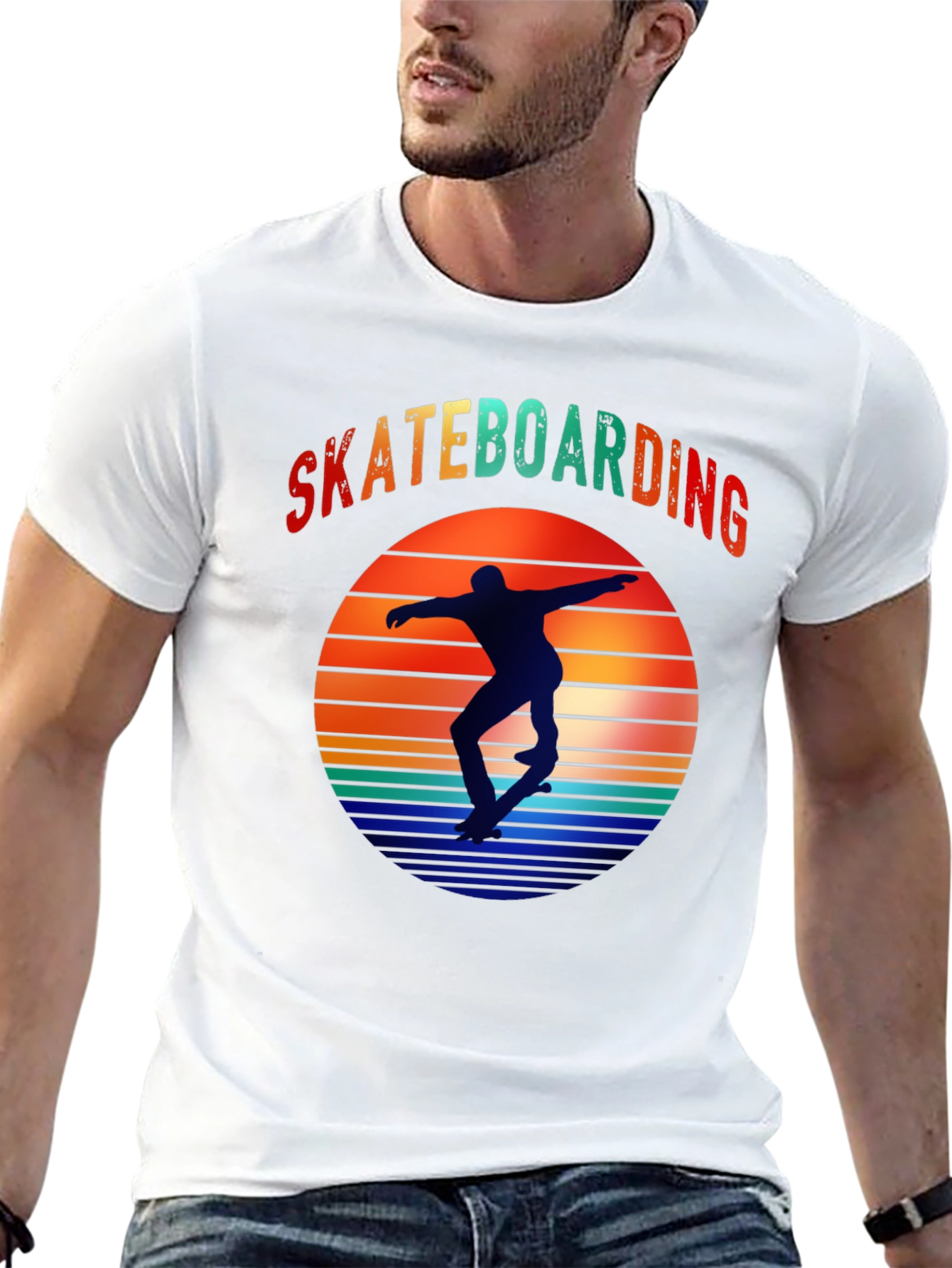 Skateboarding Sunset Graphic Tee - Retro Style