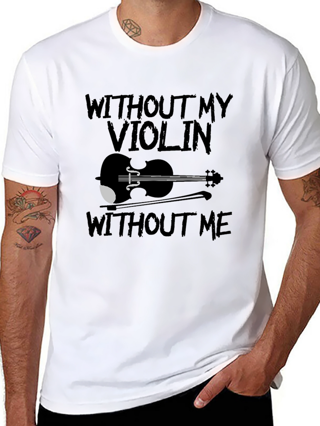 Violin Lover Black T-Shirt: Without My Violin Without Me