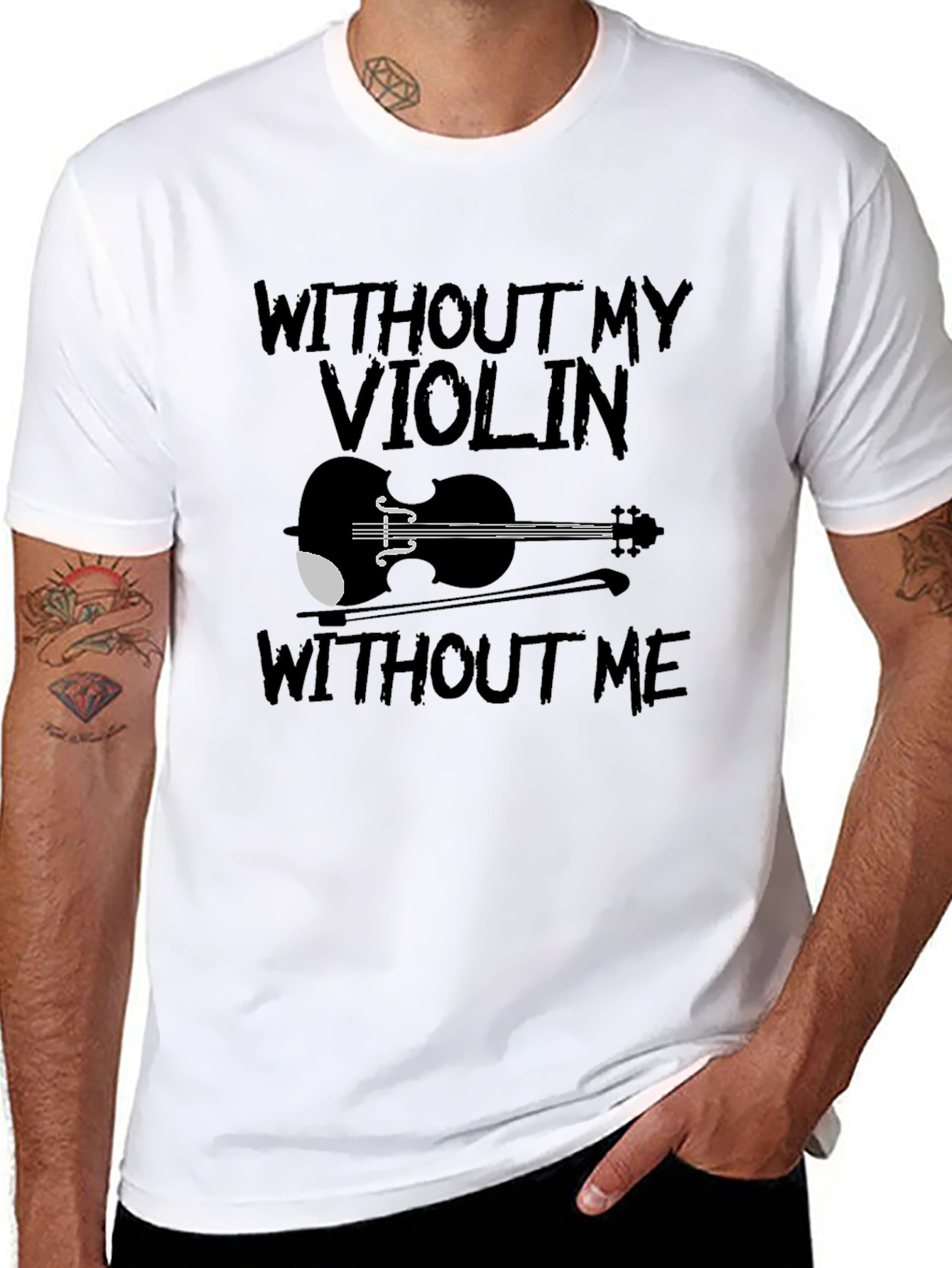 Violin Lover Black T-Shirt: Without My Violin Without Me