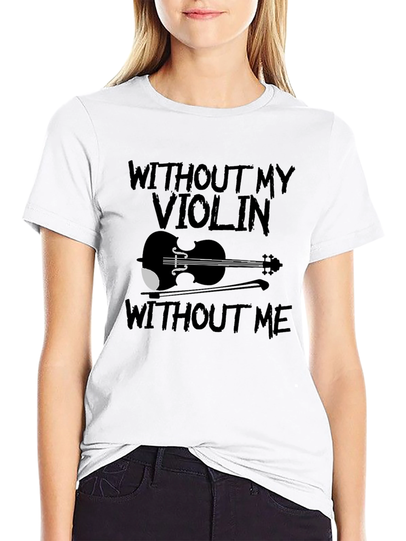 Violin Lover Black T-Shirt: Without My Violin Without Me