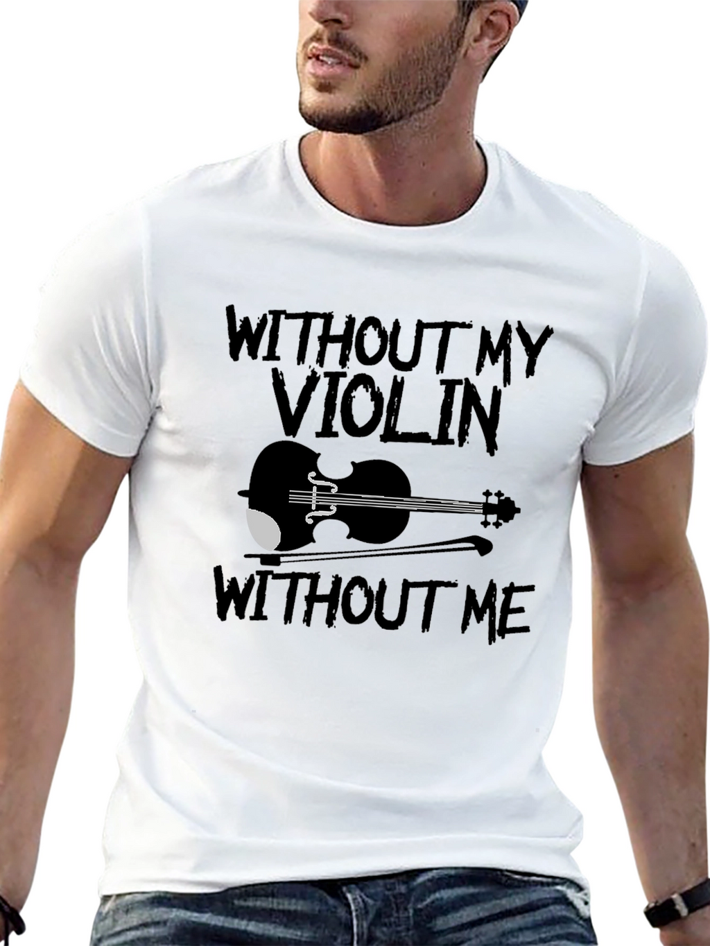 Violin Lover Black T-Shirt: Without My Violin Without Me