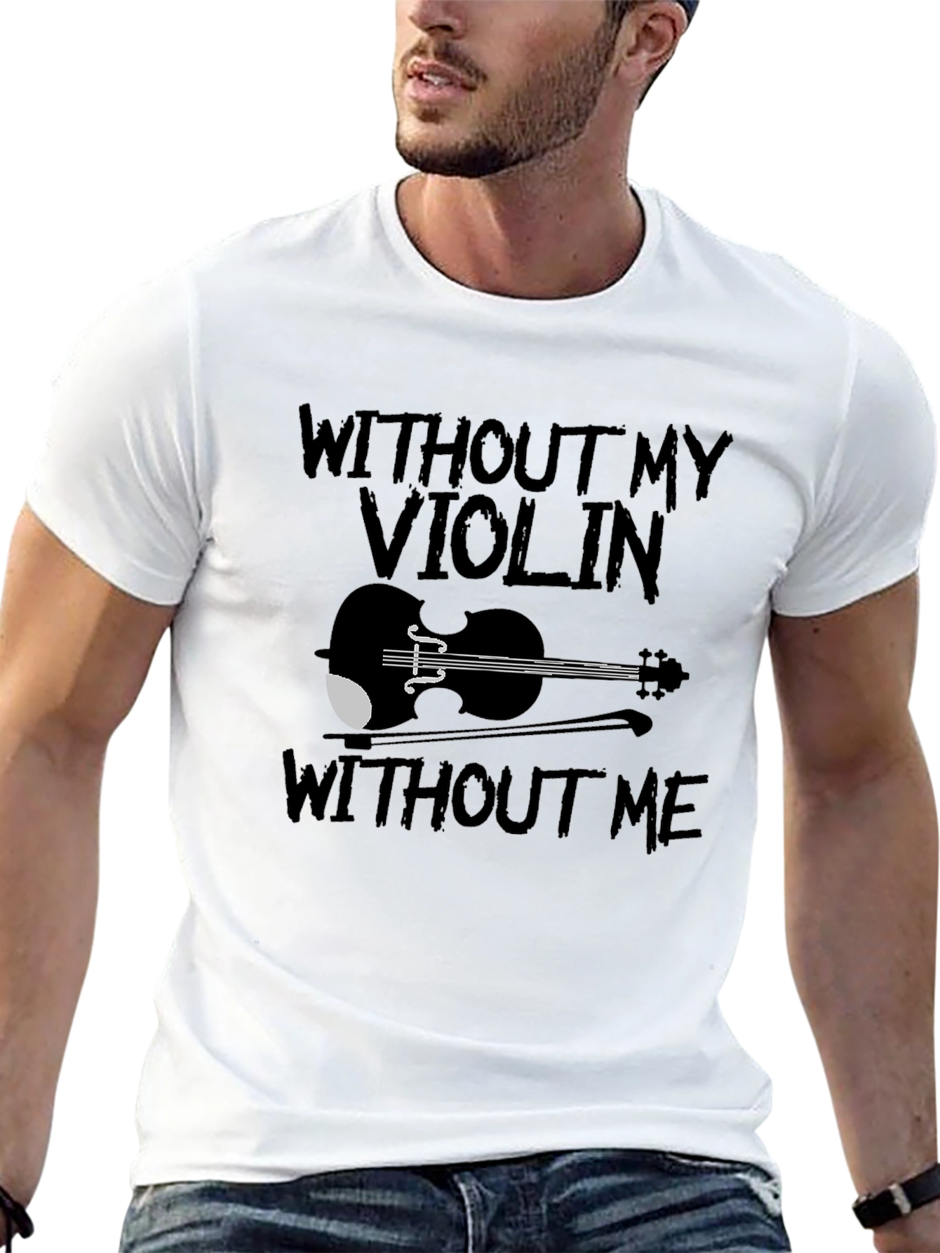 Violin Lover Black T-Shirt: Without My Violin Without Me