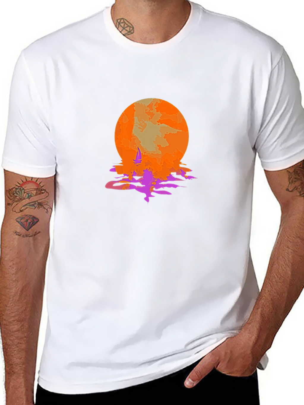 Sunset Sailing Graphic Tee - Retro Style