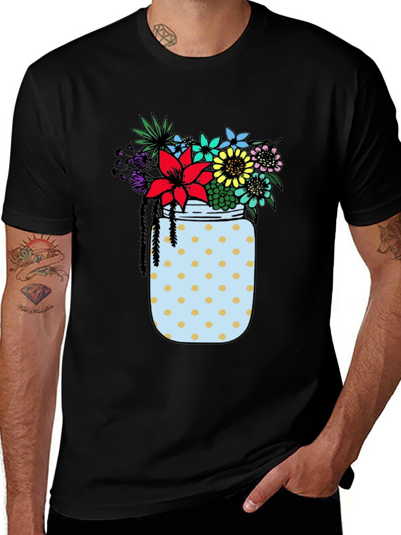 Floral Jar Graphic Tee - Black