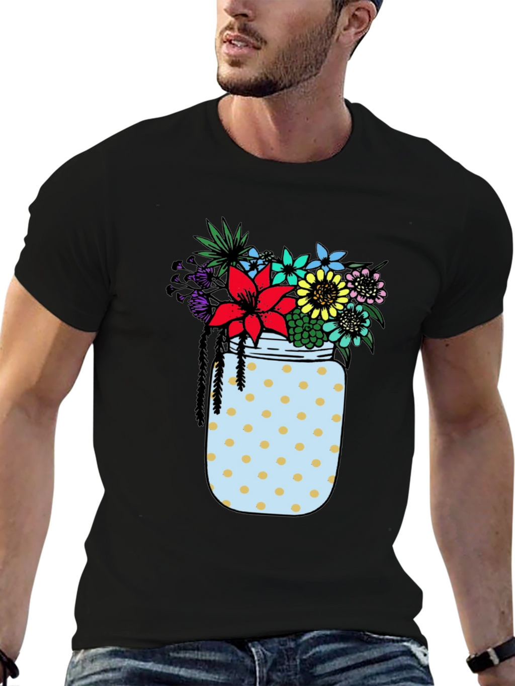 Floral Jar Graphic Tee - Black