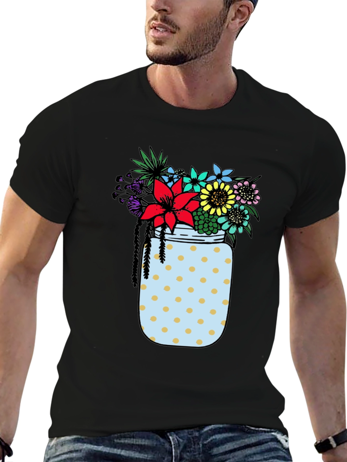 Floral Jar Graphic Tee - Black