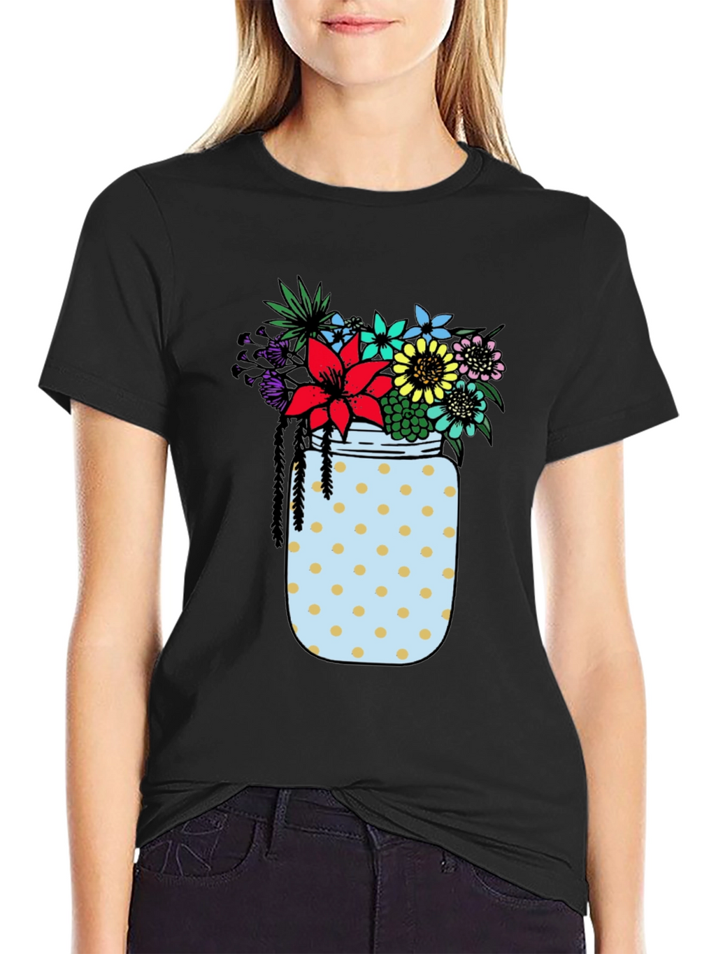 Floral Jar Graphic Tee - Black