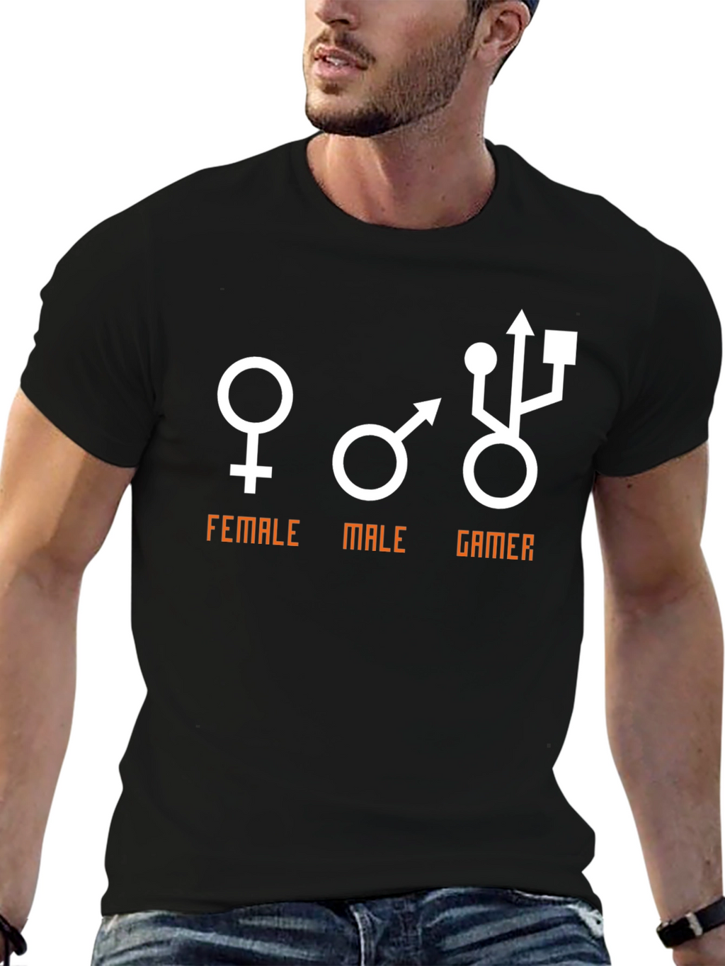 Funny Gamer T-Shirt: Female Male Gamer USB
