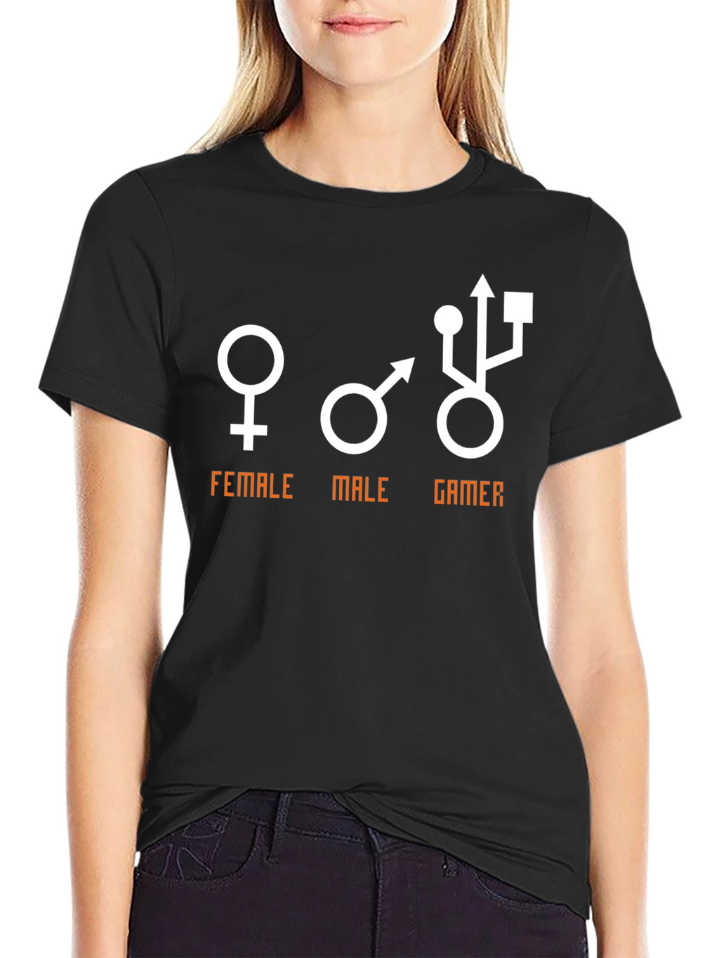 Funny Gamer T-Shirt: Female Male Gamer USB