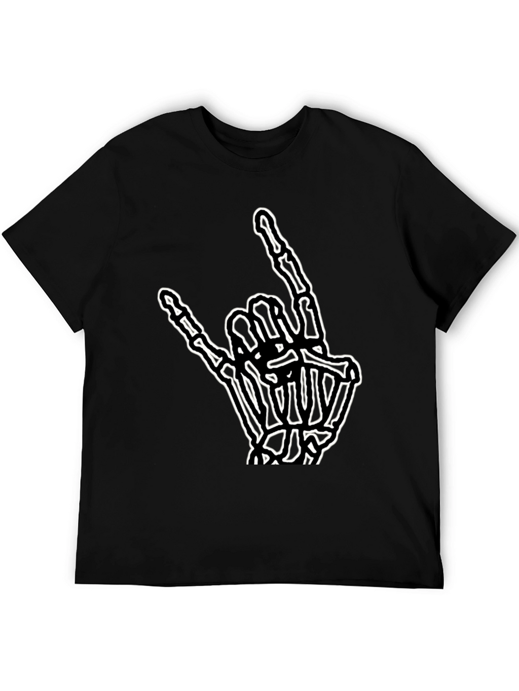 Rock On Skeleton Hand Graphic Tee - Black