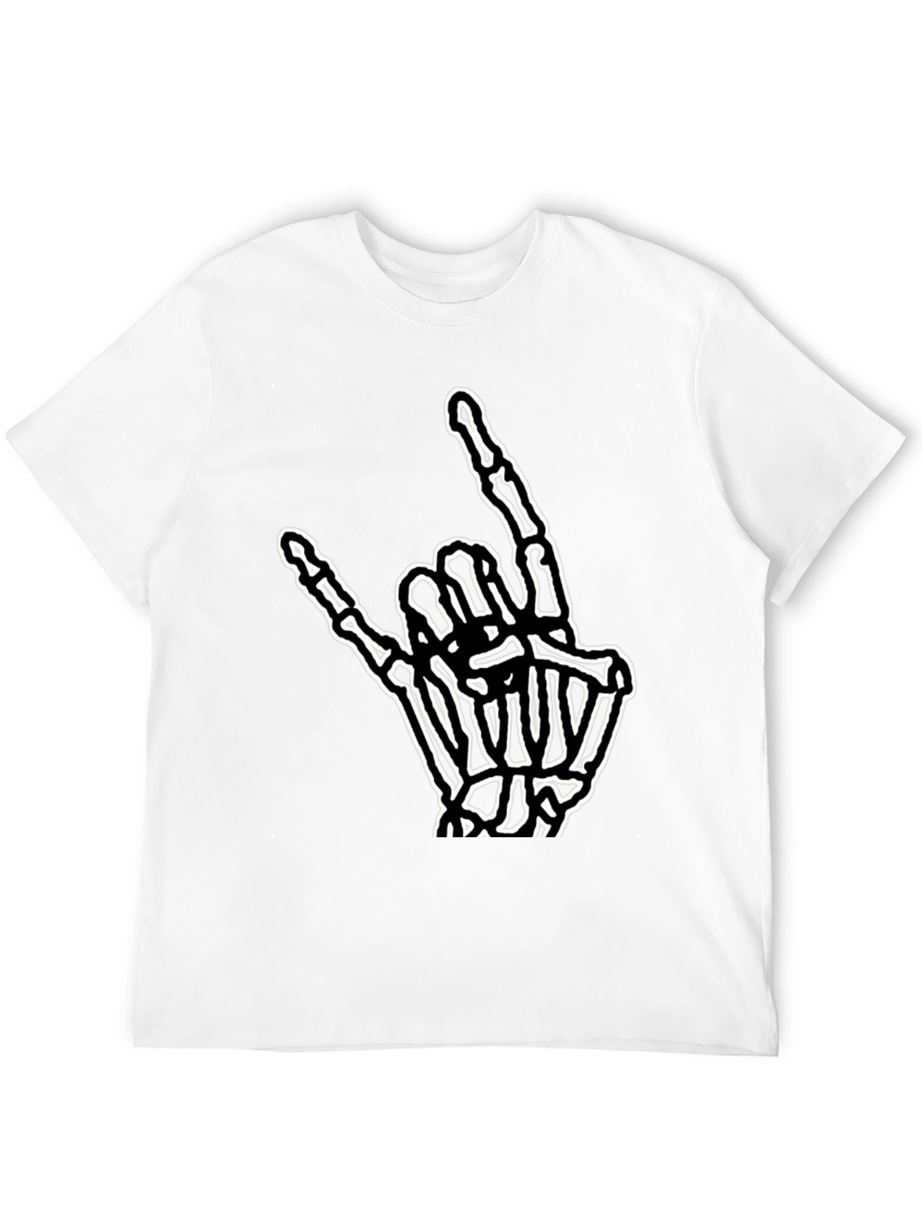 Rock On Skeleton Hand Graphic Tee - Black